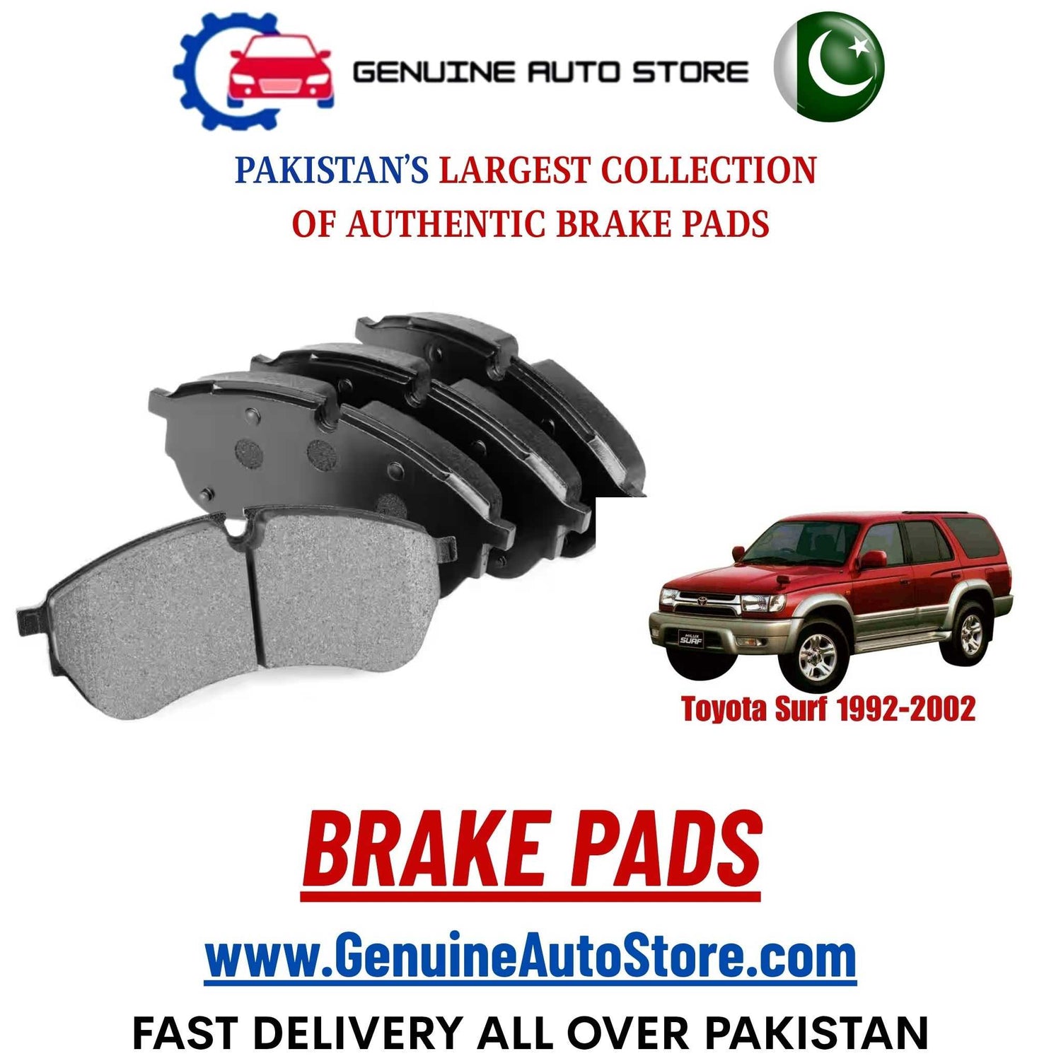 Genuine Toyota Surf 1992–2002 Brake Pads in Pakistan – Genuine Auto Store