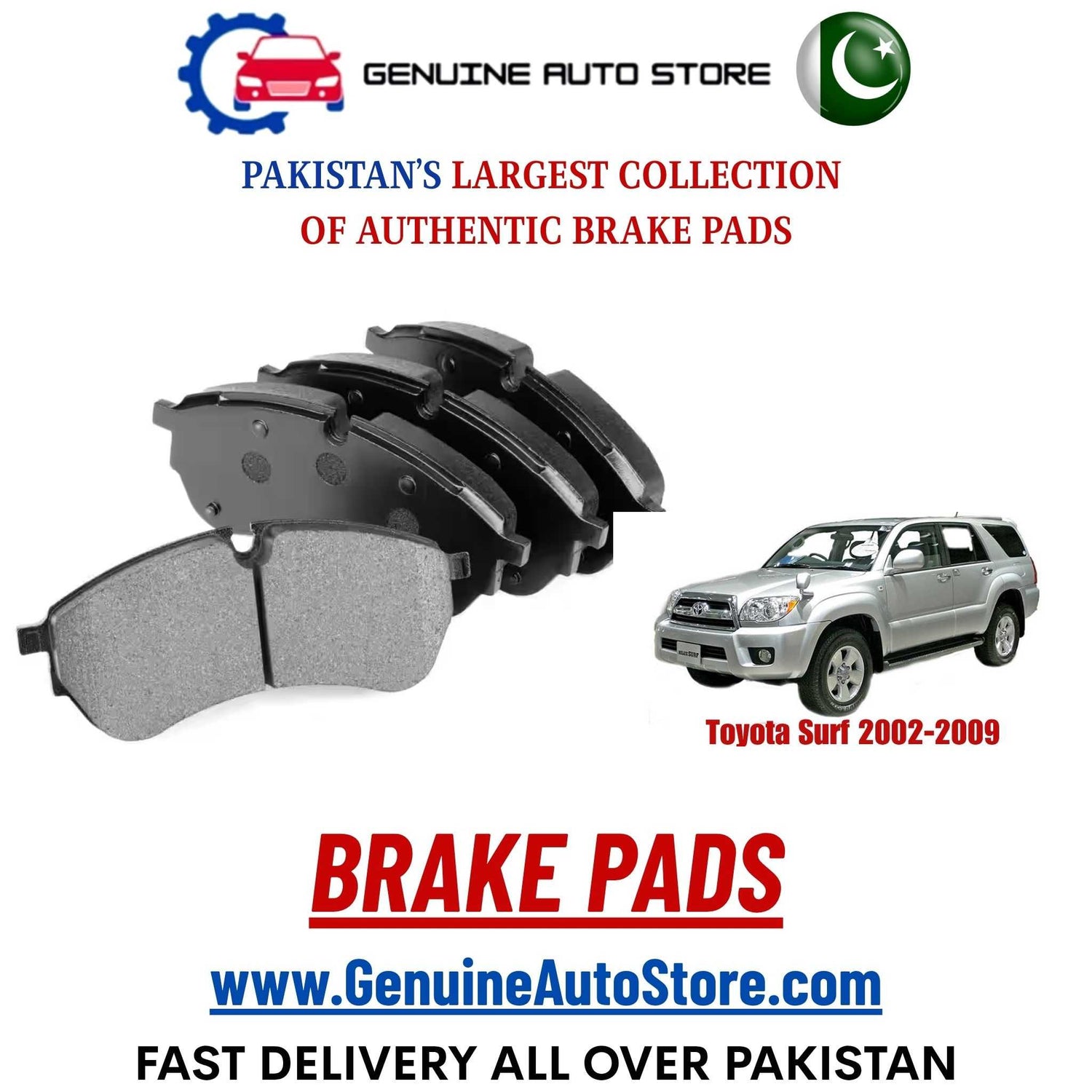 Genuine Toyota Surf 2002–2009 Brake Pads in Pakistan – Genuine Auto Store