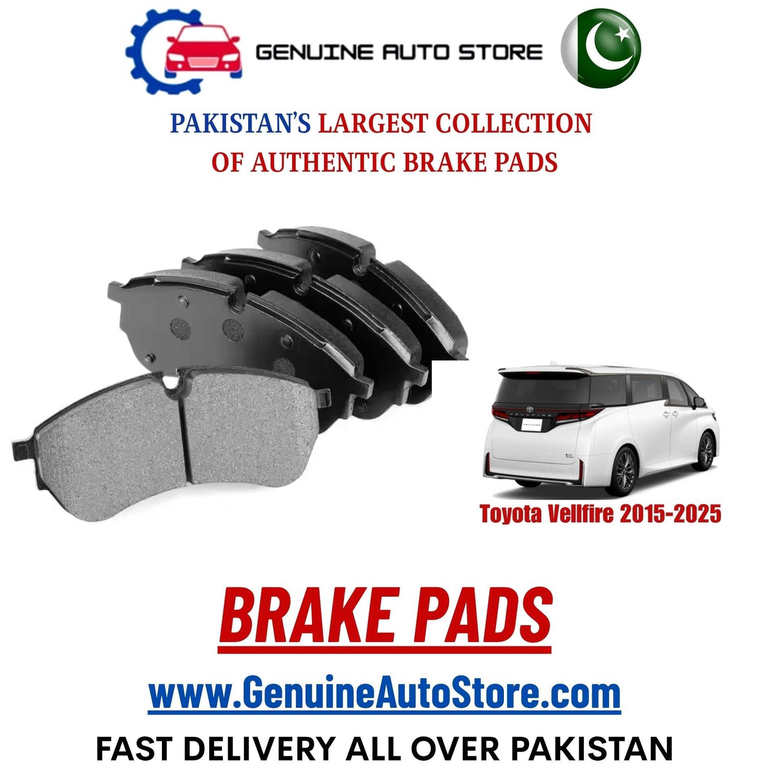 Genuine Toyota Vellfire 2015–2025 Brake Pads in Pakistan – Genuine Auto Store
