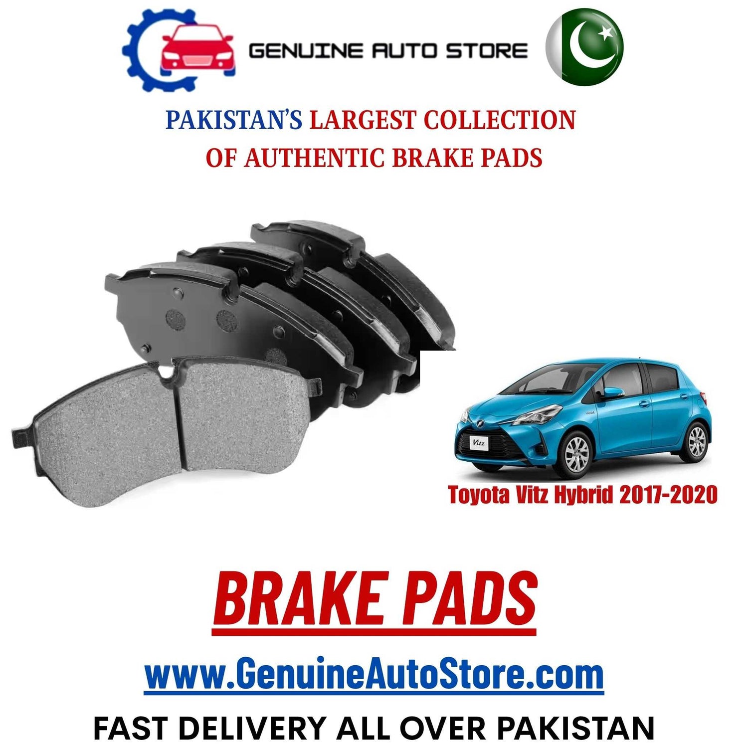 Genuine Toyota Vitz Hybrid 2017–2020 Brake Pads in Pakistan – Genuine Auto Store