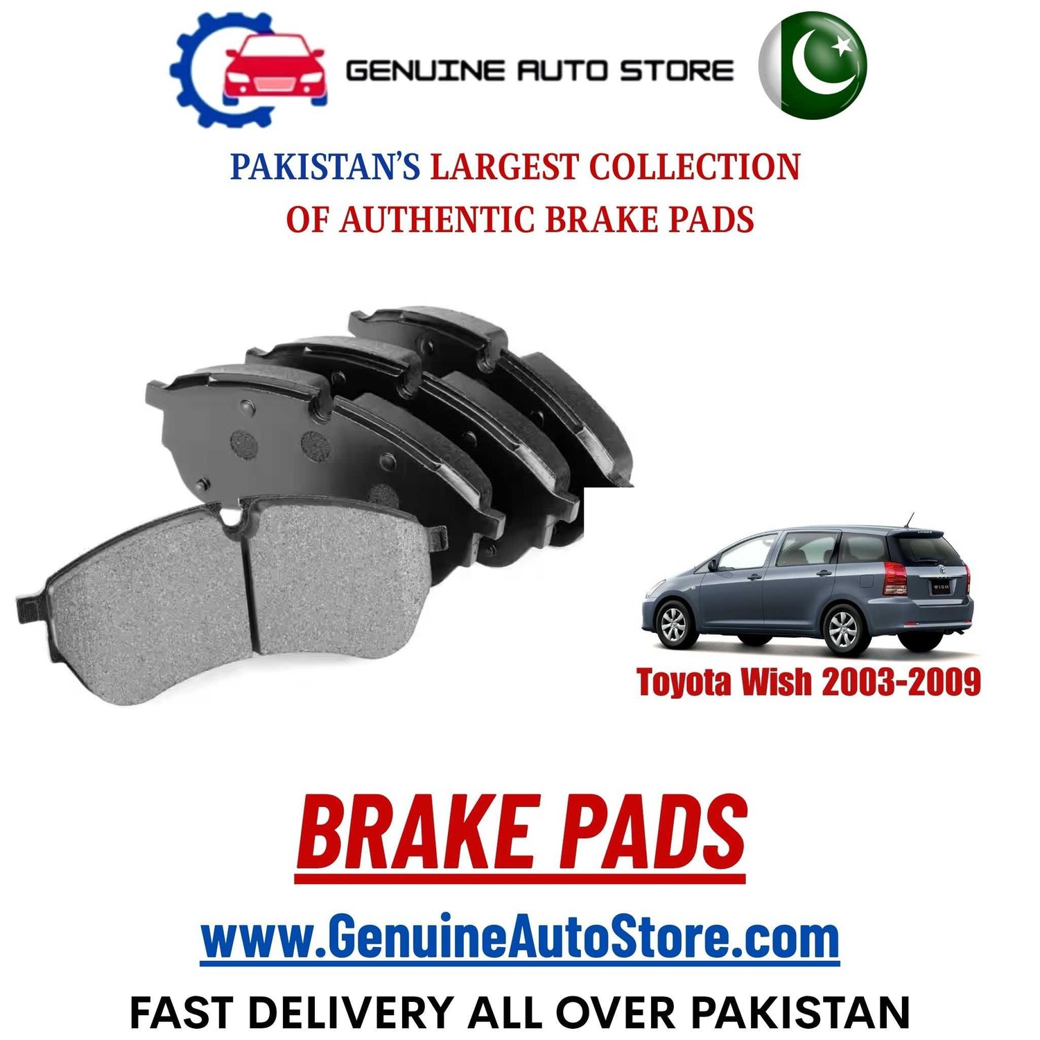 Genuine Toyota Wish 2003–2009 Brake Pads in Pakistan – Genuine Auto Store