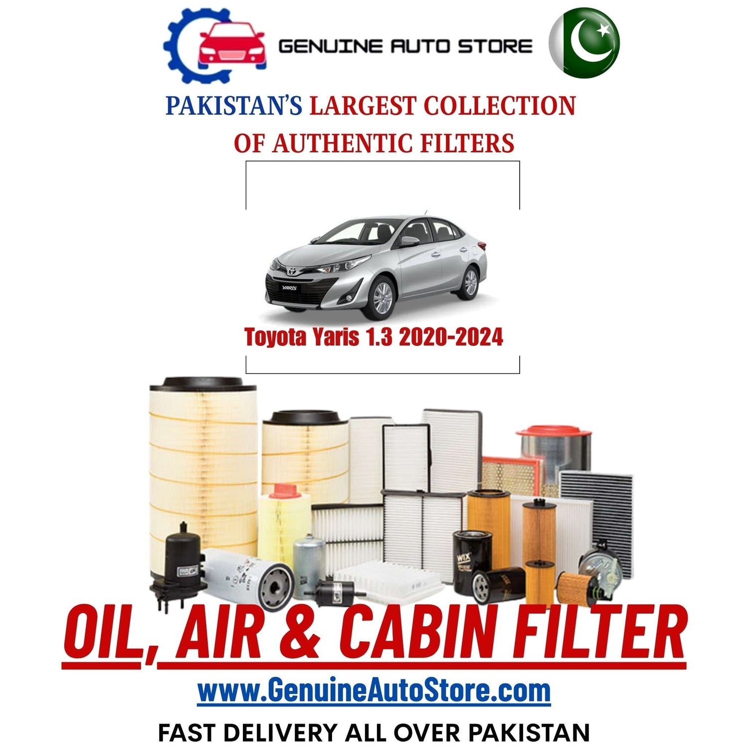 Genuine Toyota Yaris 1.3 2020–2024 Filters in Pakistan – Genuine Auto Store