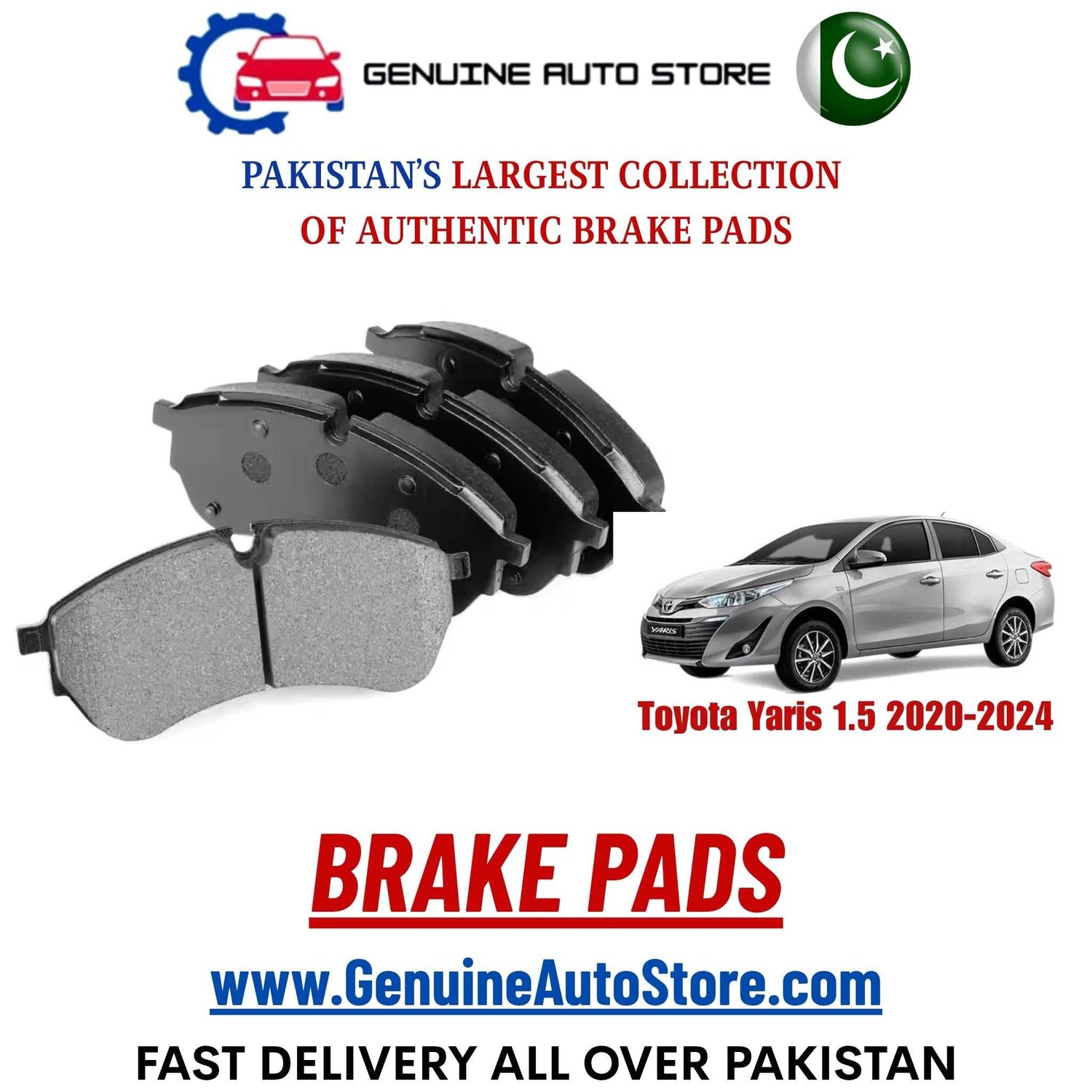 Genuine Toyota Yaris 1.5 2020–2024 Brake Pads in Pakistan – Genuine Auto Store
