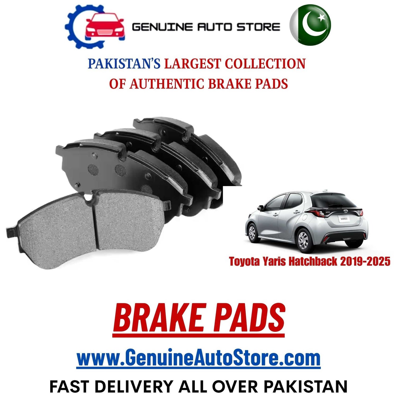 Genuine Toyota Yaris Hatchback 2019–2025 Brake Pads in Pakistan – Genuine Auto Store