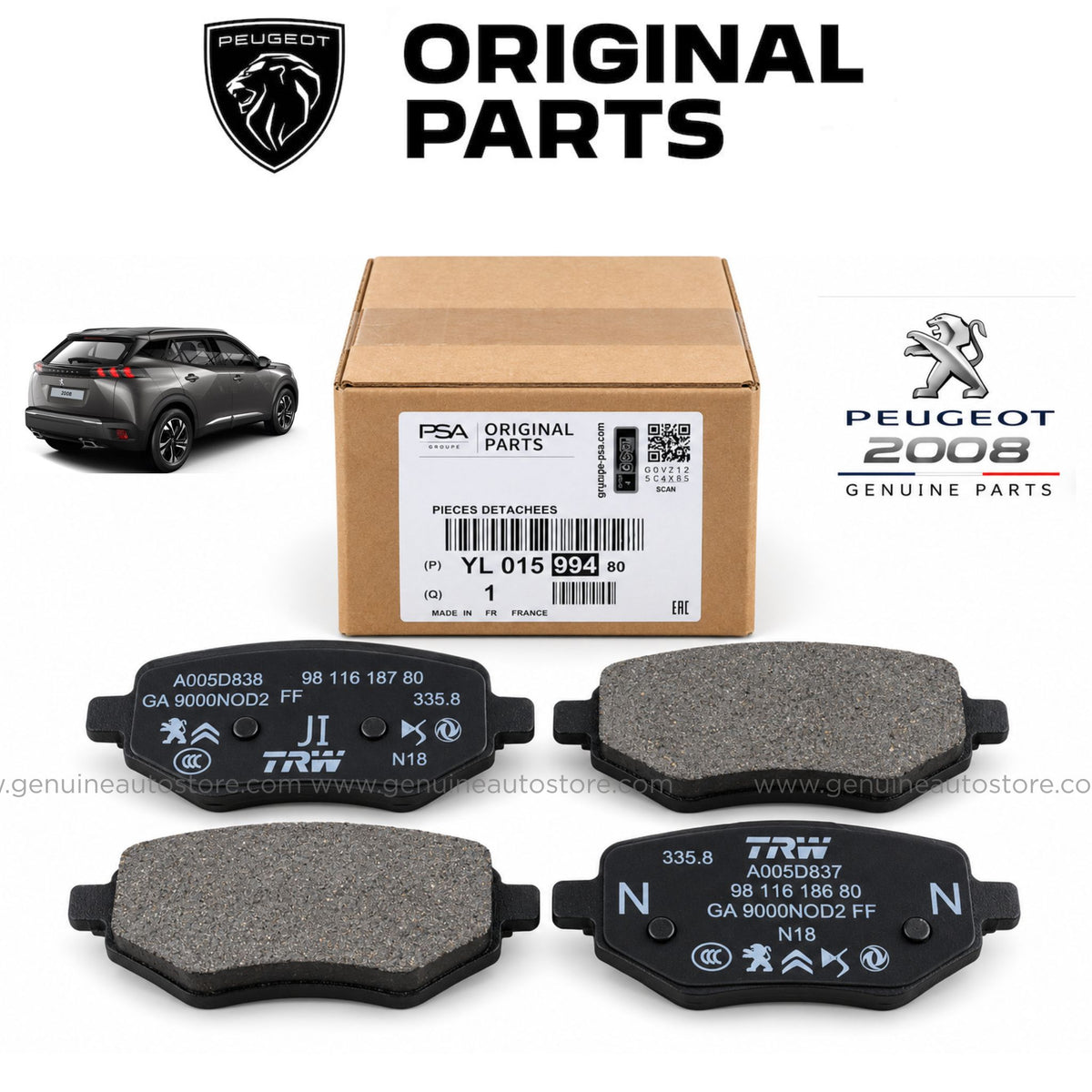 Peugeot 2008 Rear Brake Pads Genuine