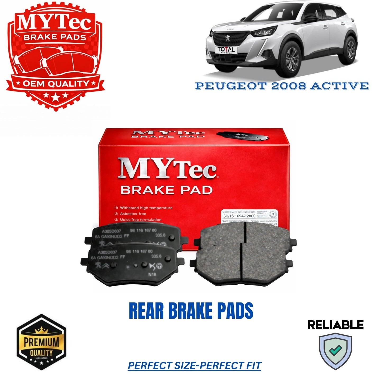 Buy Authentic Rear Brake Pads for Peugeot 2008 Active in Pakistan