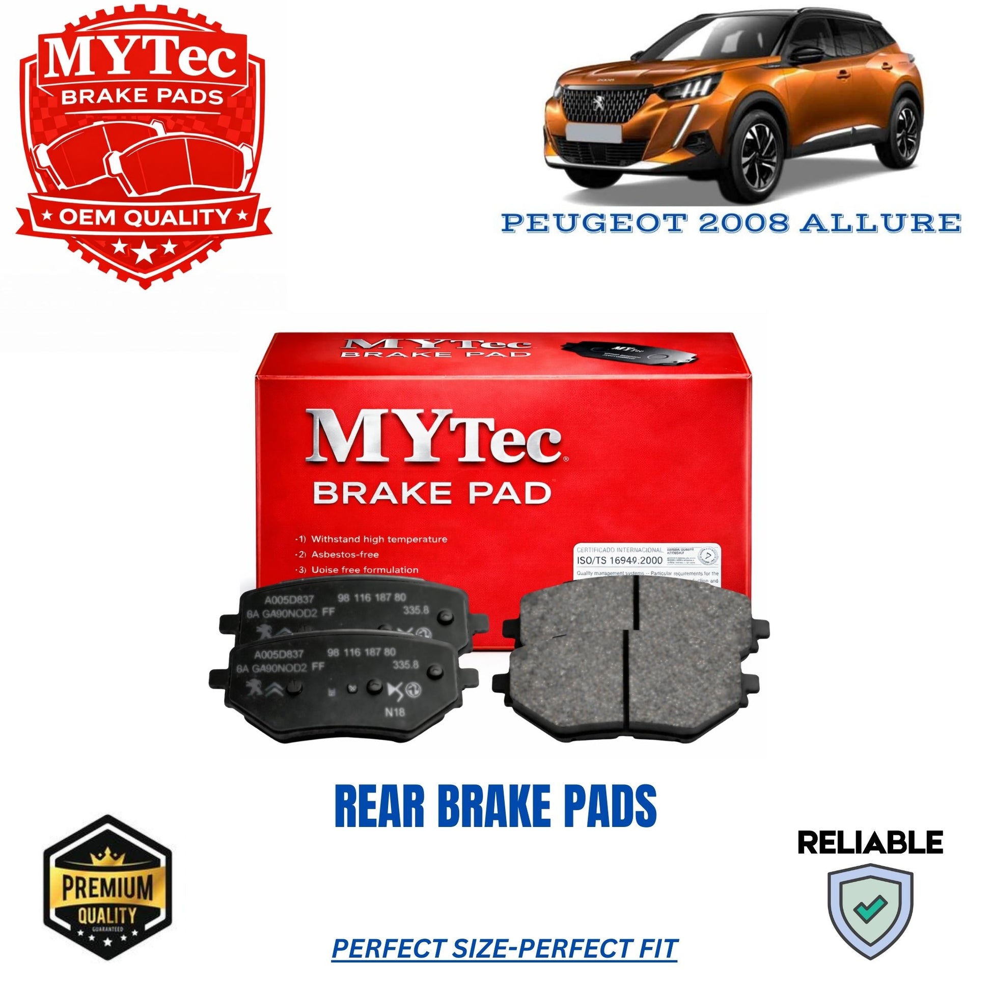 Buy Authentic Rear Brake Pads for Peugeot 2008 Allure in Pakistan