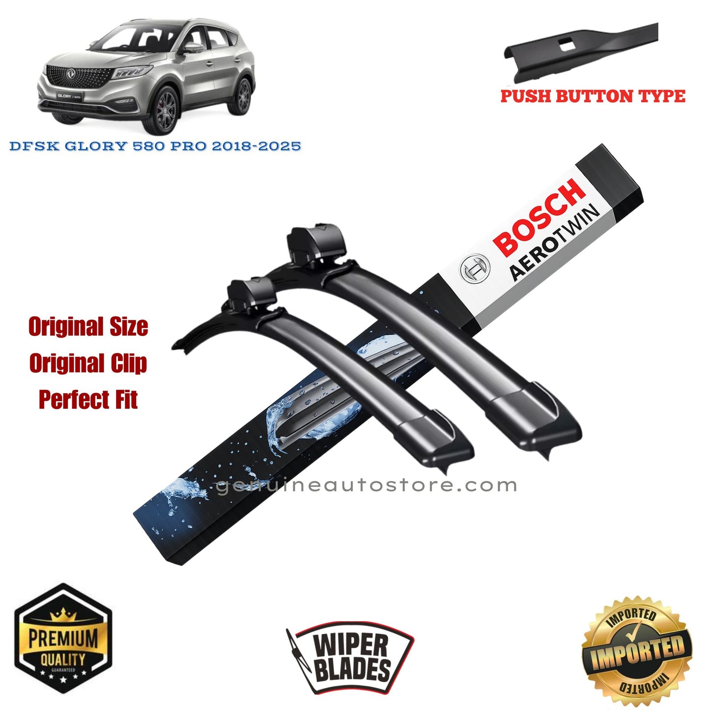 Buy DFSK Glory 580 Pro BOSCH Wiper Blades Button Type in Pakistan