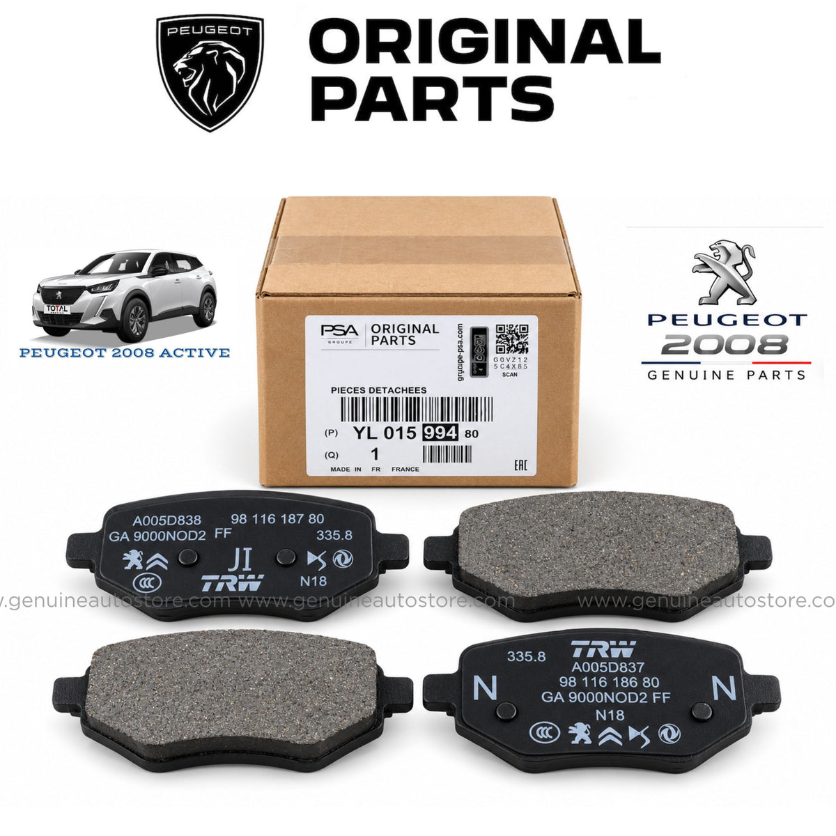 Buy Genuine Rear Brake Pads for Peugeot 2008 Active in Pakistan