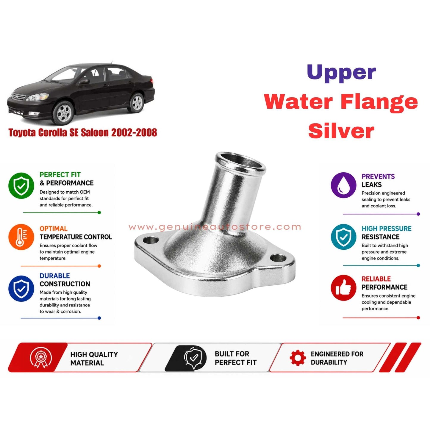 Buy Toyota Corolla ES Saloon 2002-2008 Upper Water Flange Silver in Pakistan