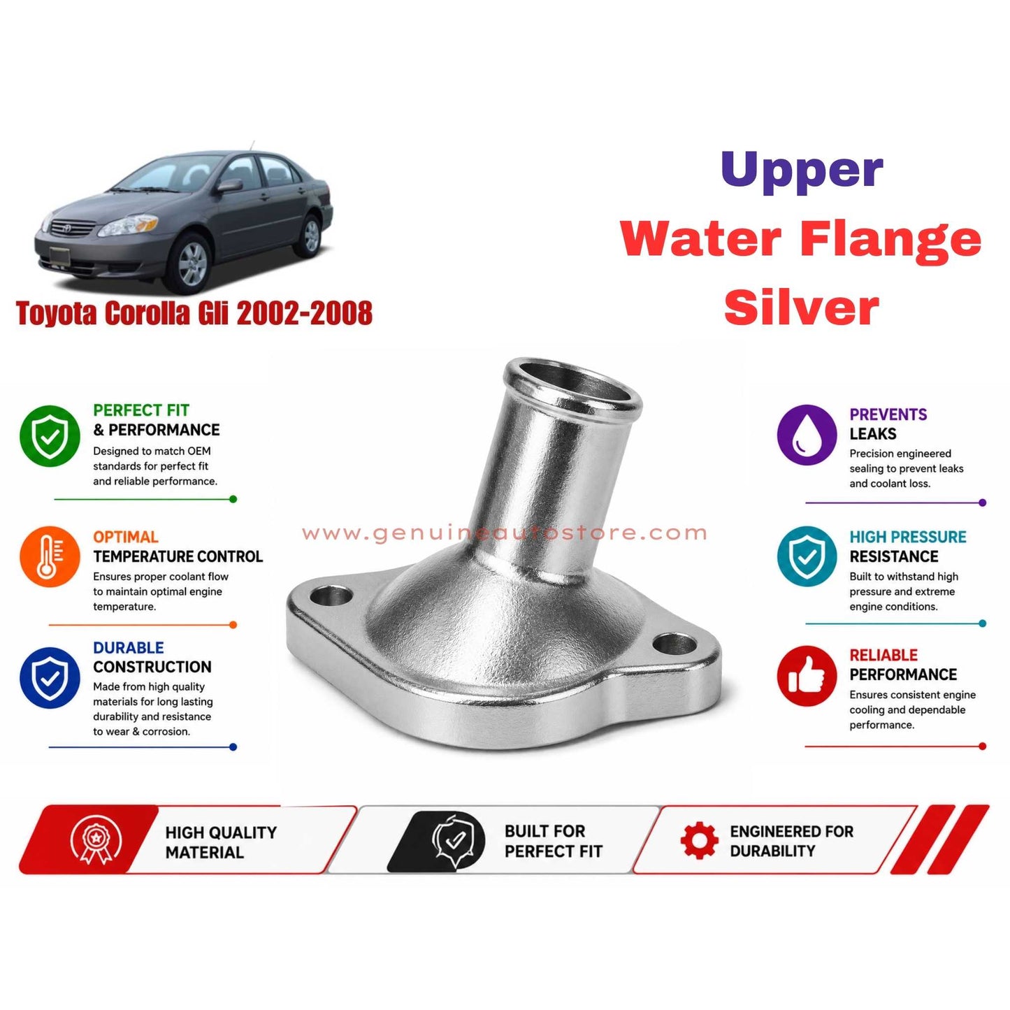 Buy Toyota Corolla Gli 2002-2008 Upper Water Flange Silver in Pakistan
