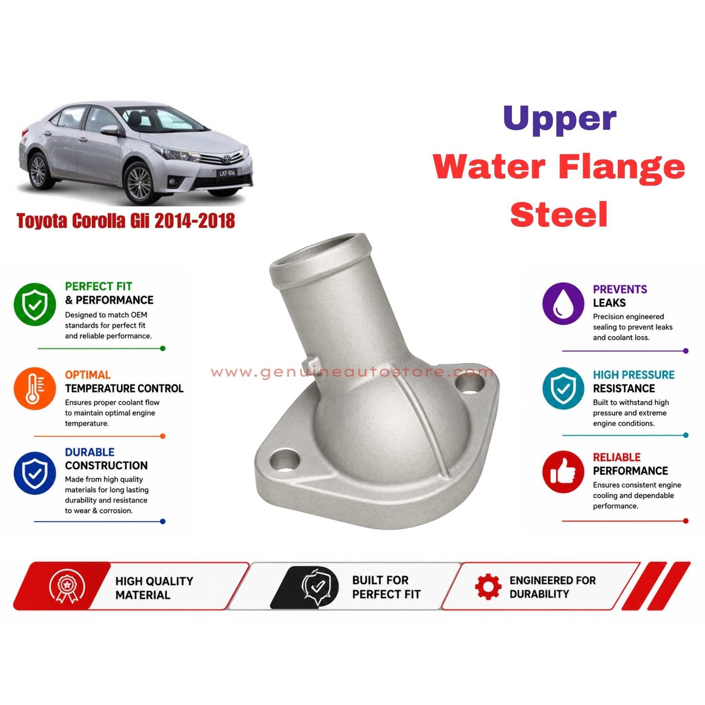 Buy Toyota Corolla Gli 2014-2018 Upper Water Flange Steel in Pakistan