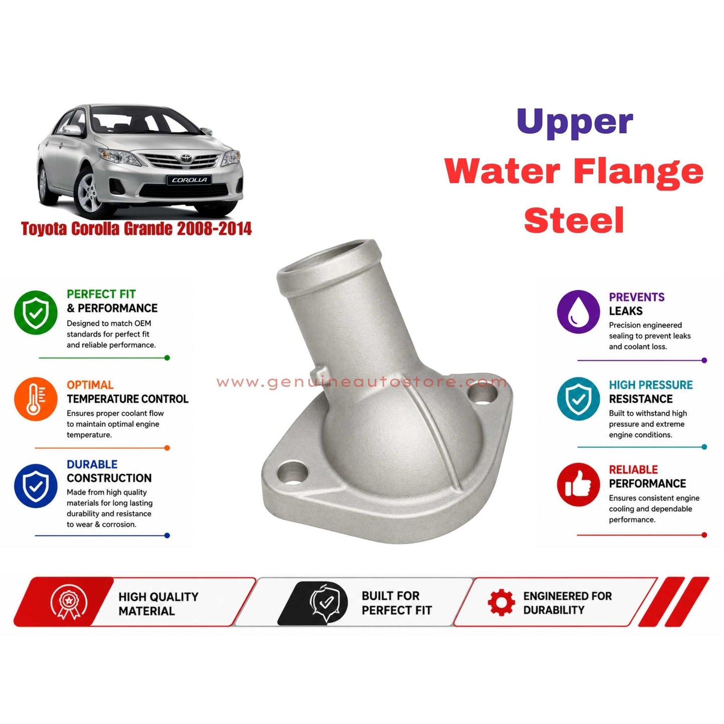 Buy Toyota Corolla Grande 2008-2014 Upper Water Flange Steel in Pakistan