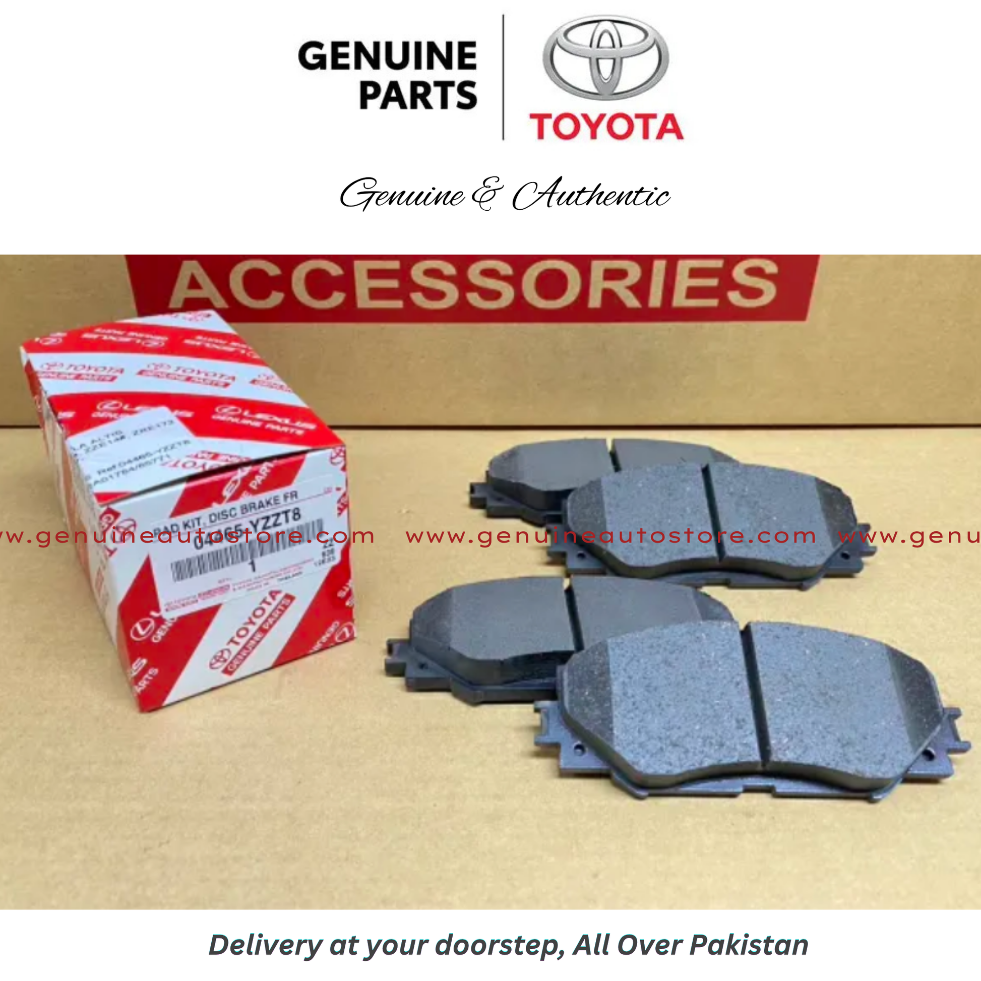 Buy Toyota Corolla Grande 2018-2024 Front Brake Pads Toyota Genuine 04465-YZZT8 in Pakistan..