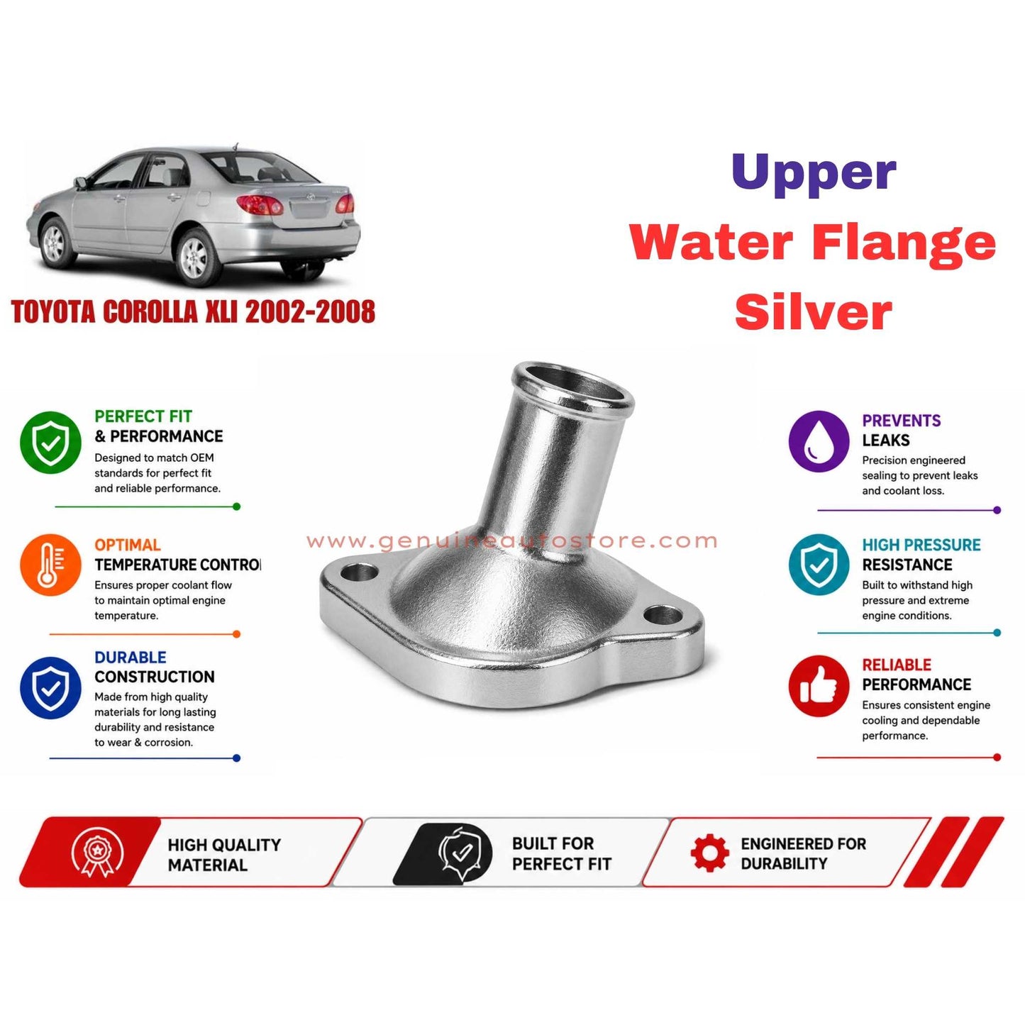 Buy Toyota Corolla Xli 2002-2008 Upper Water Flange Silver in Pakistan