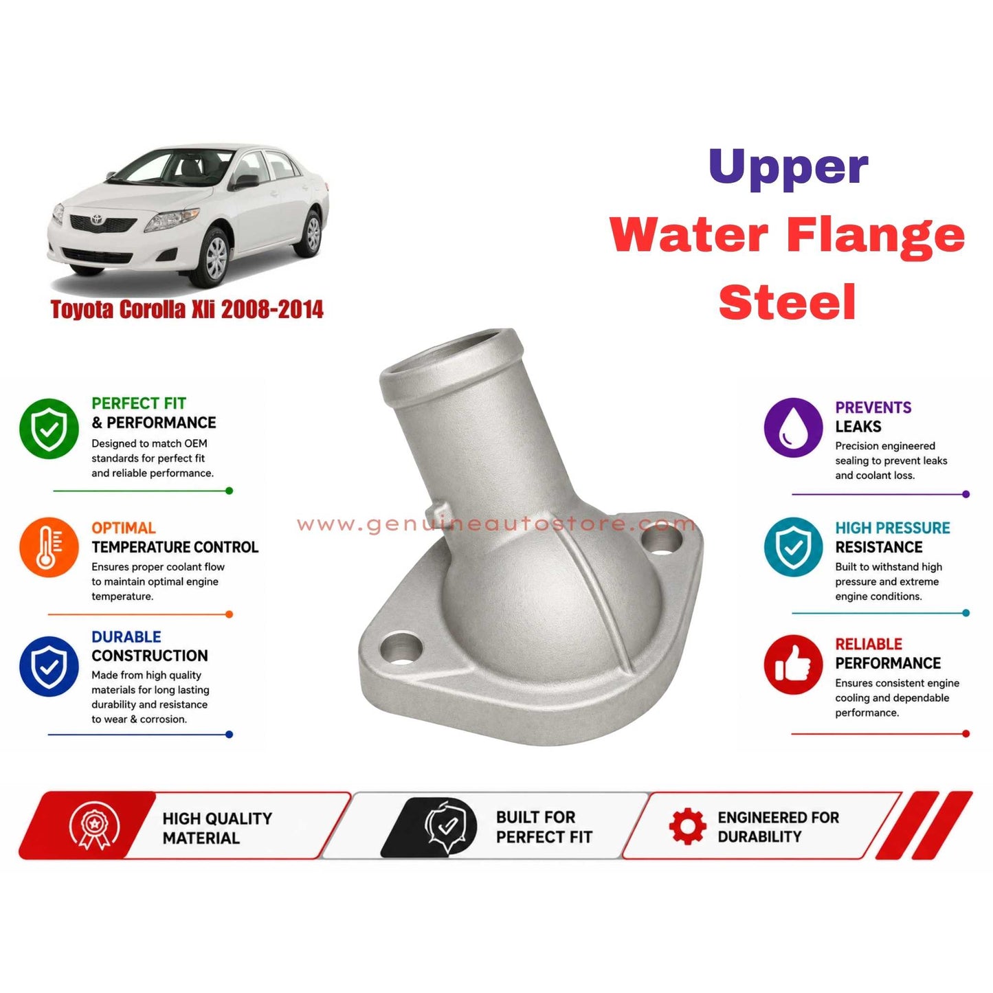 Buy Toyota Corolla Xli 2008-2014 Upper Water Flange Steel in Pakistan