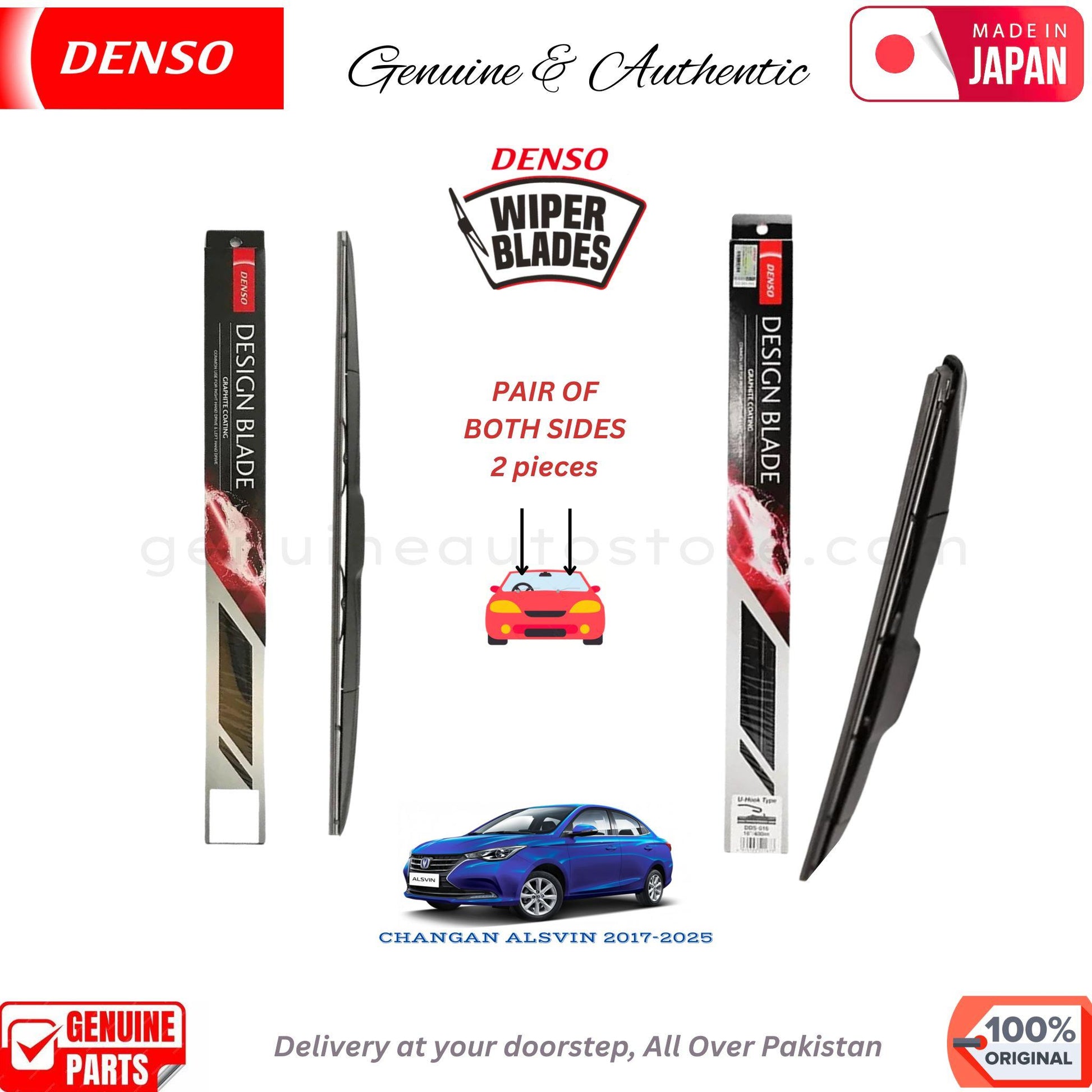 CHANGAN ALSVIN 2017-2025 DENSO JAPAN WIPER BLADE SET in Pakistan. 100% Genuine, Original, Best Price, Cash on Delivery Available