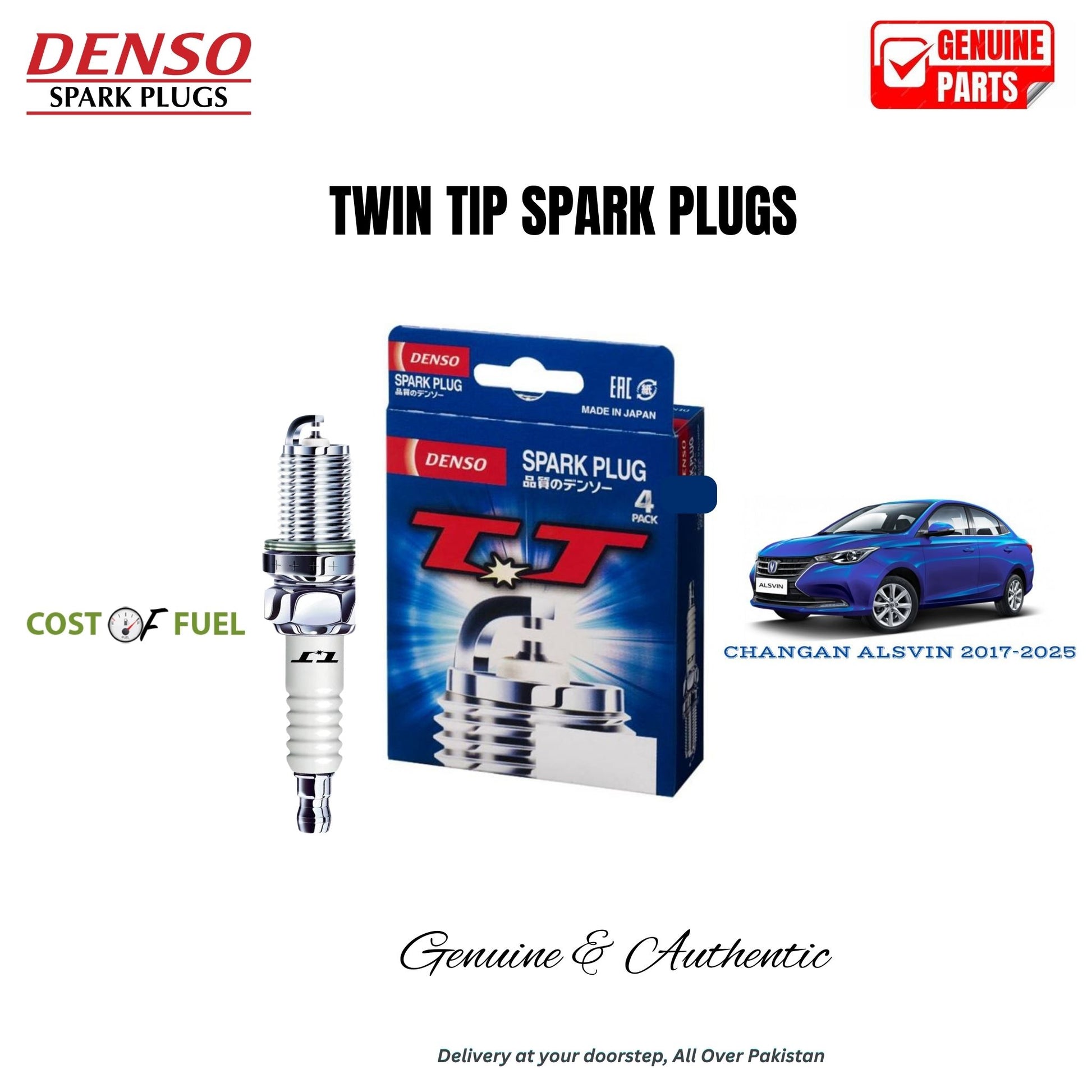 CHANGAN ALSVIN 2017-2025 DENSO Twin Tip Spark Plugs 4pcs in Pakistan – genuine replacement, better mileage and smooth performance