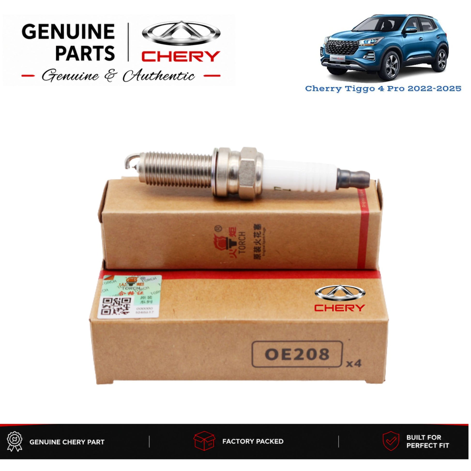 Chery Tiggo 4 Pro genuine spark plugs 4-piece set with authentic packaging – Genuine Auto Store Pakistan