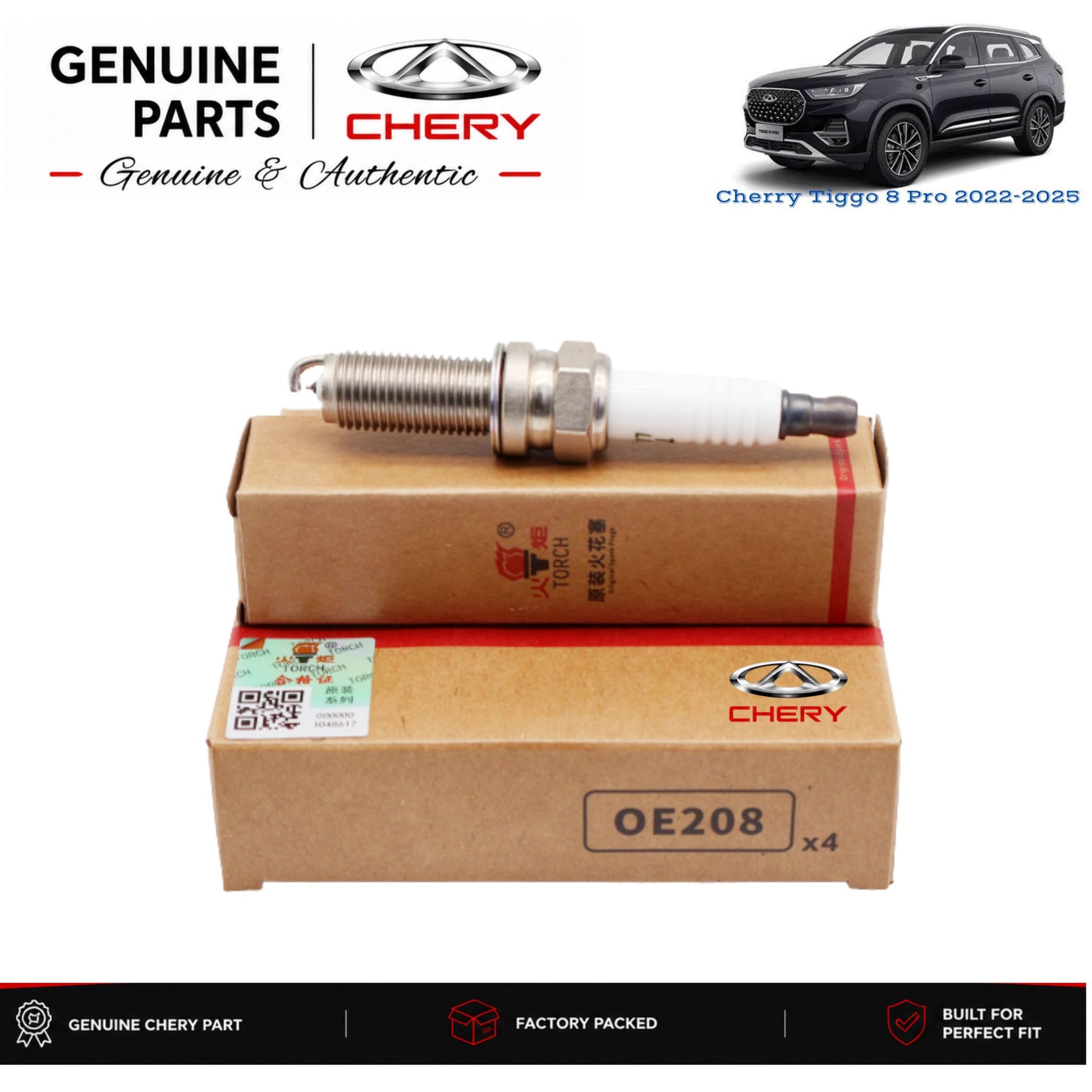 Chery Tiggo 8 Pro genuine spark plugs 4-piece set with authentic packaging – Genuine Auto Store Pakistan