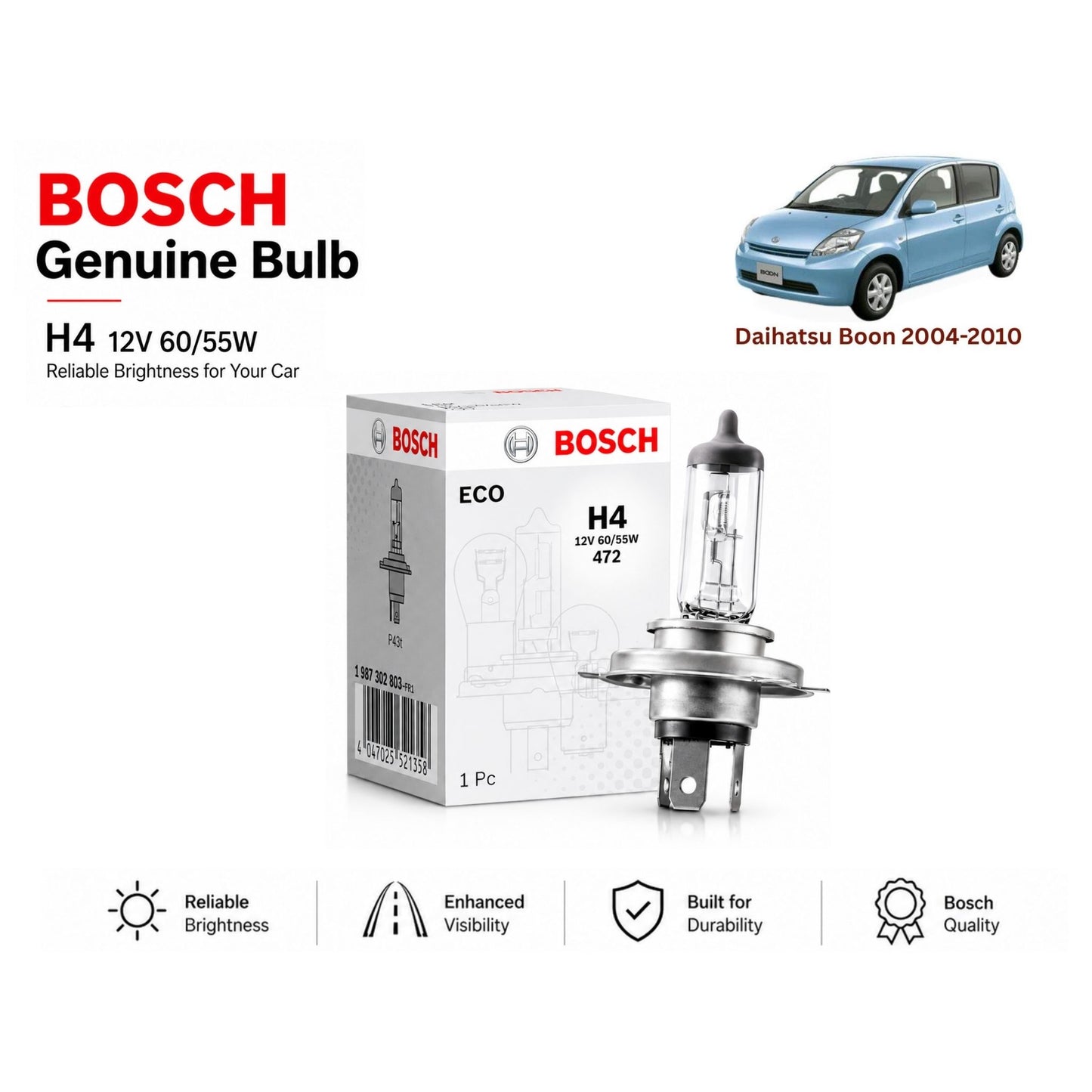 Daihatsu Boon 2004-2010 Headlight Bulb Bosch in Pakistan 
