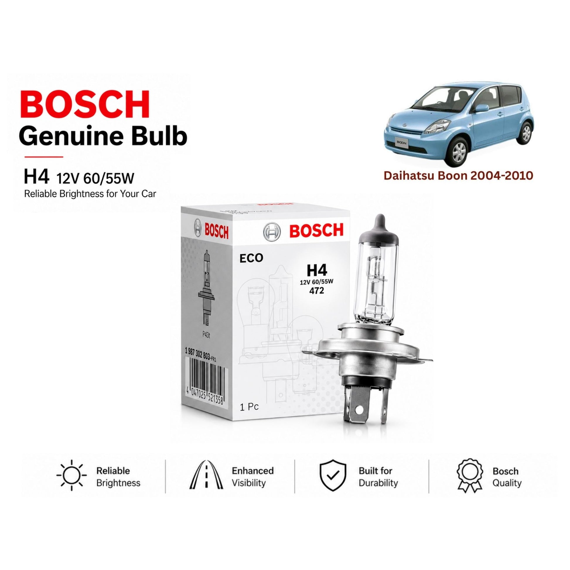 Daihatsu Boon 2004-2010 Headlight Bulb Bosch in Pakistan 