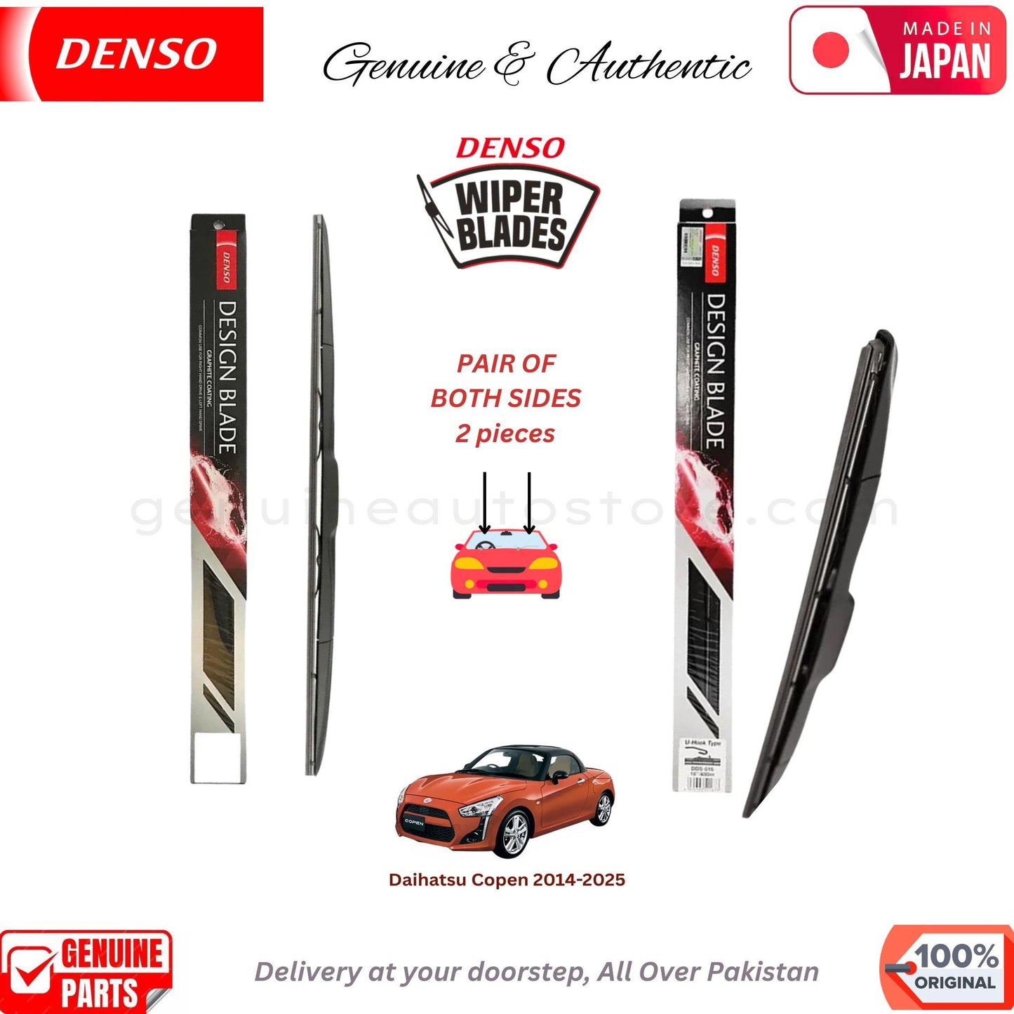 Daihatsu Copen 2014-2025 DENSO JAPAN WIPER BLADE SET in Pakistan. 100% Genuine, Original, Best Price, Cash on Delivery Available