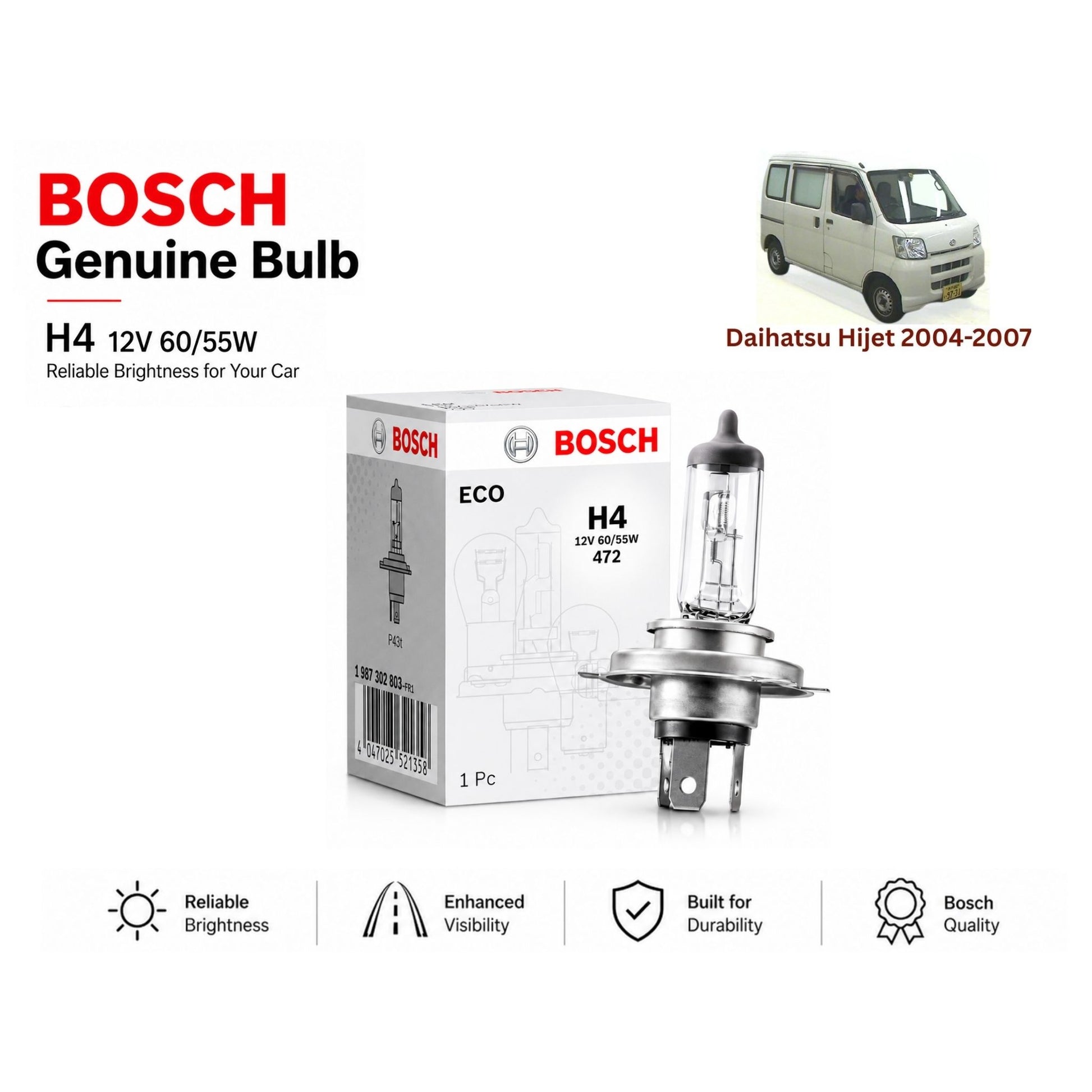 Daihatsu Hijet 2004-2007 Headlight Bulb Bosch in Pakistan 