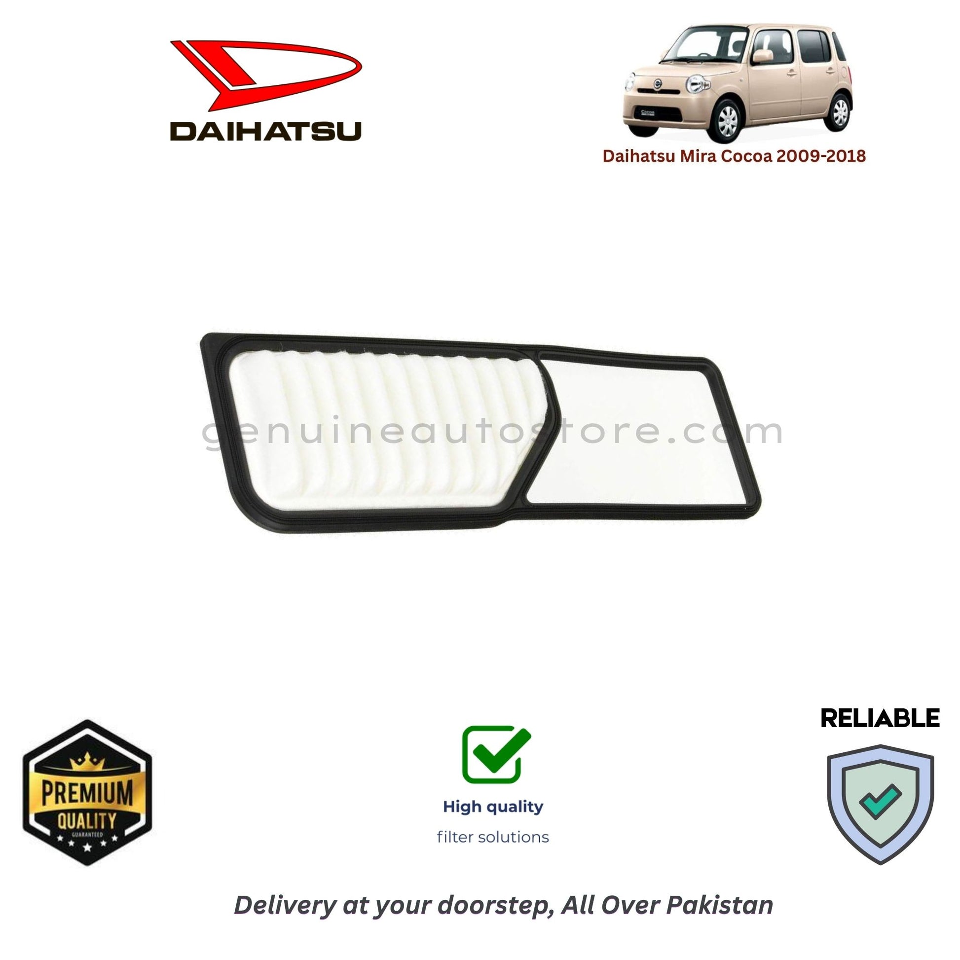 Daihatsu Mira Cocoa 2009-2018  Air Filter Premium Quality in Pakistan, 100% Genuine, Reliable, Best Price, Cash on Delivery 
