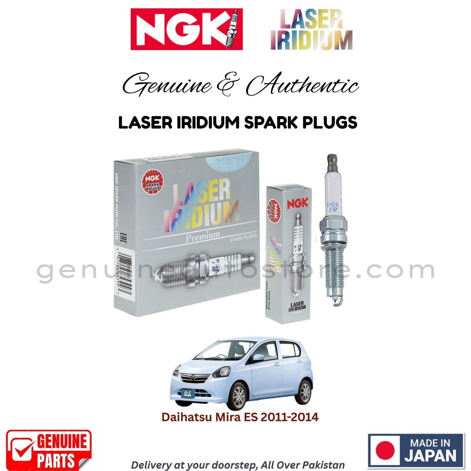 Daihatsu Mira ES 2011-2014 NGK LASER IRIDIUM SPARK PLUGS in Pakistan. 100% Genuine, Reliable, Best Price, Cash on Delivery Available