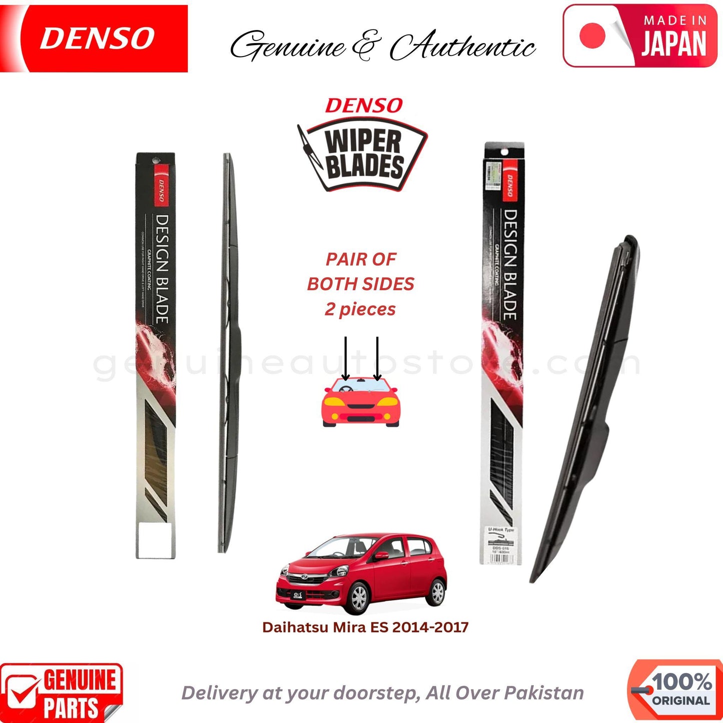 Daihatsu Mira ES 2014-2017 DENSO JAPAN WIPER BLADE SET in Pakistan. 100% Genuine, Original, Best Price, Cash on Delivery Available