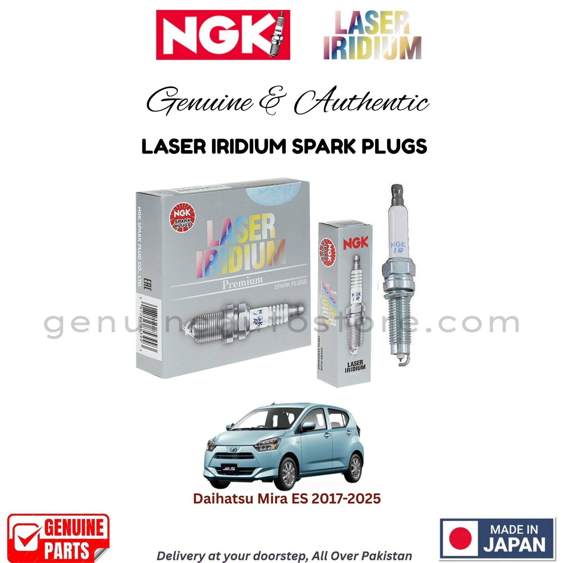 Daihatsu Mira ES 2017-2025 NGK LASER IRIDIUM SPARK PLUGS in Pakistan. 100% Genuine, Reliable, Best Price, Cash on Delivery Available