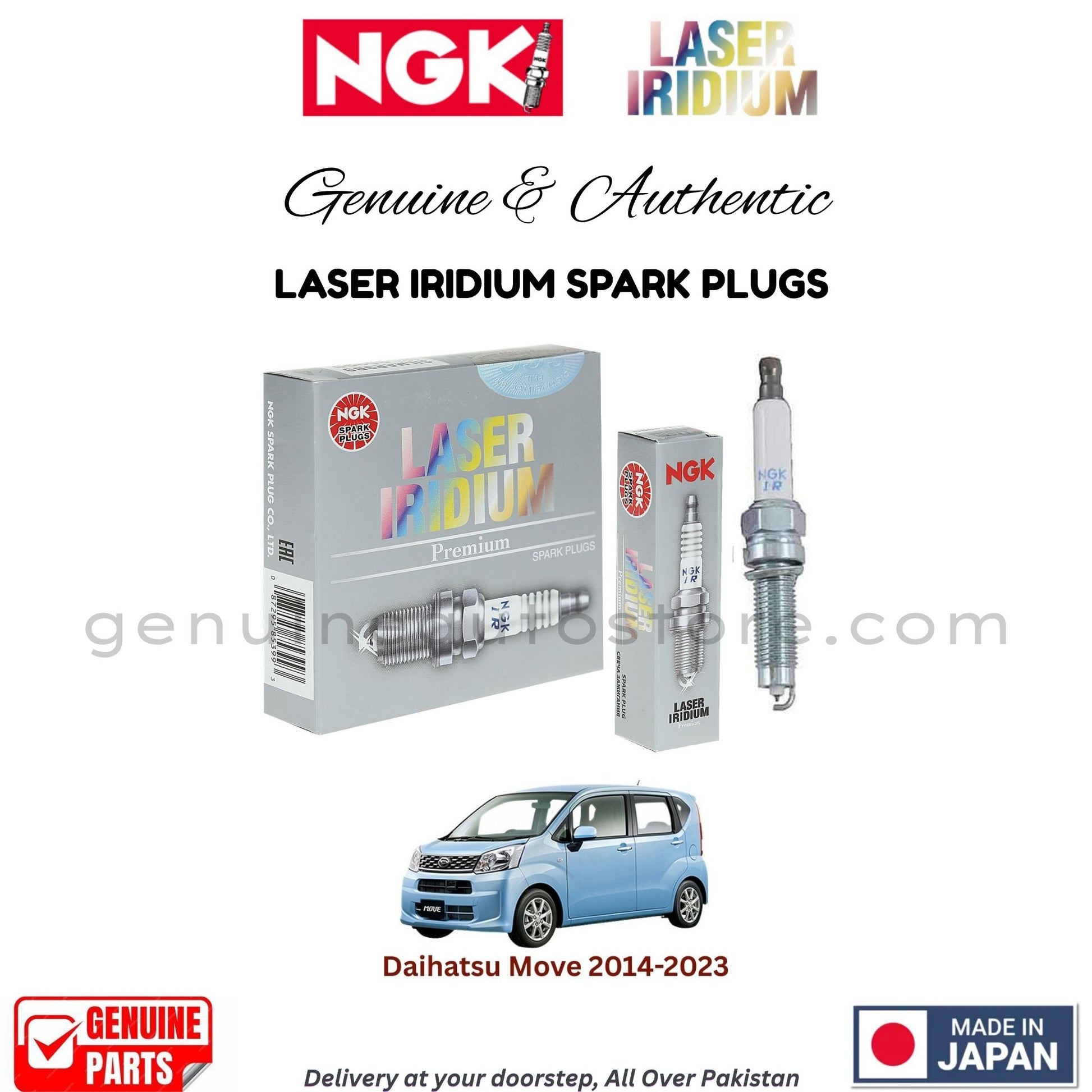 Daihatsu Move 2014-2023 NGK LASER IRIDIUM SPARK PLUGS in Pakistan. 100% Genuine, Reliable, Best Price, Cash on Delivery Available