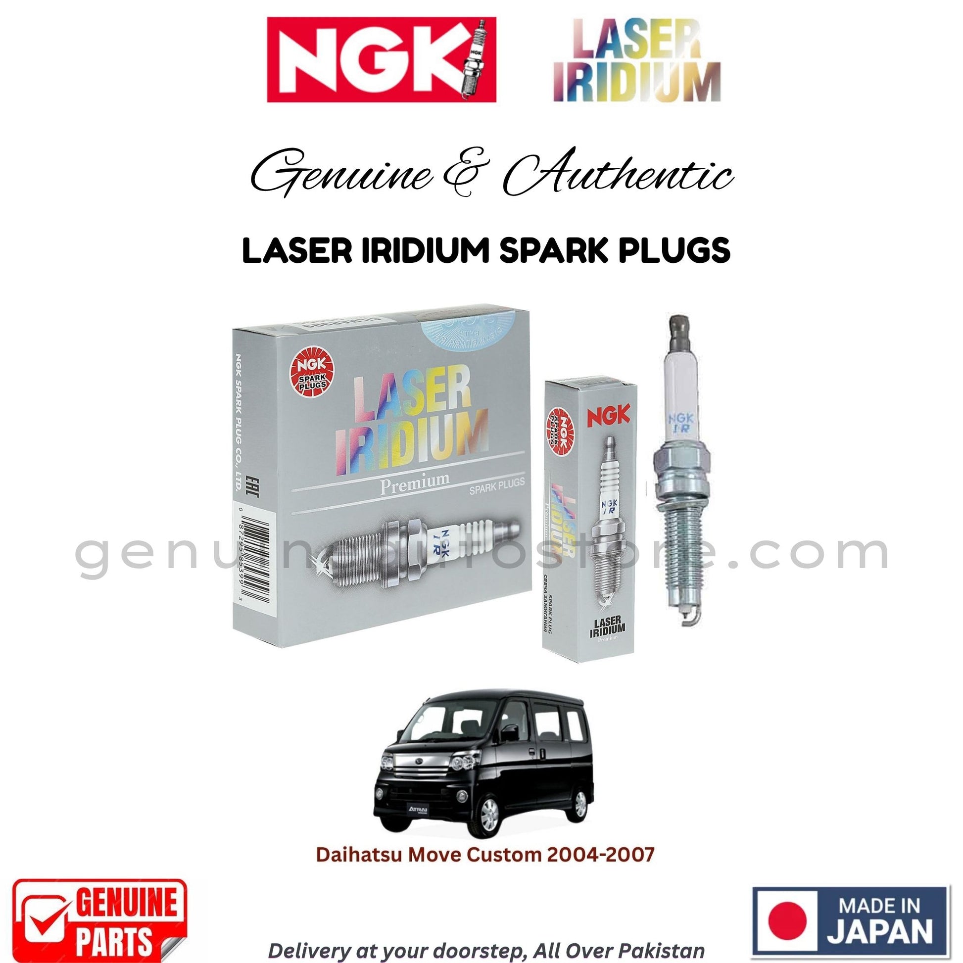 Daihatsu Move Custom 2004-2007 NGK LASER IRIDIUM SPARK PLUGS in Pakistan. 100% Genuine, Reliable, Best Price, Cash on Delivery Available