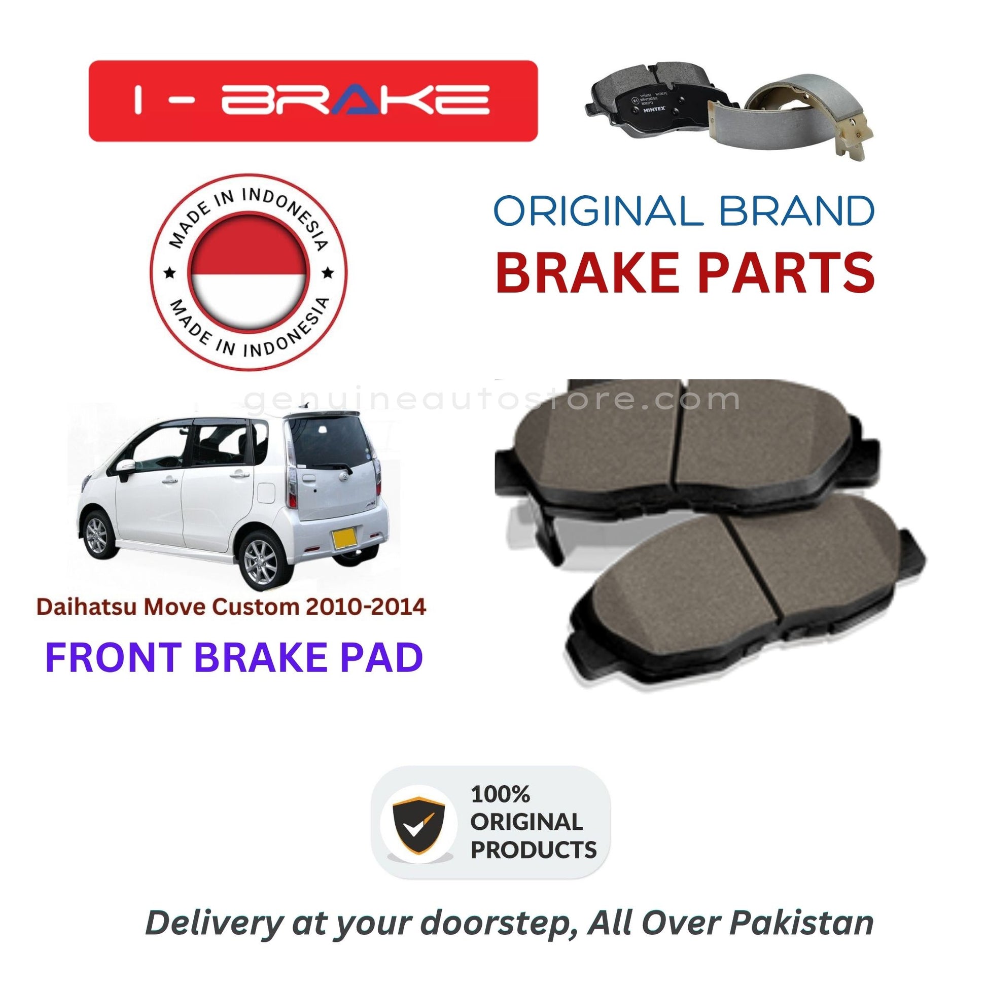 Daihatsu Move Custom 2010-2014 Front Brake Pads iBrake Indonesia Genuine