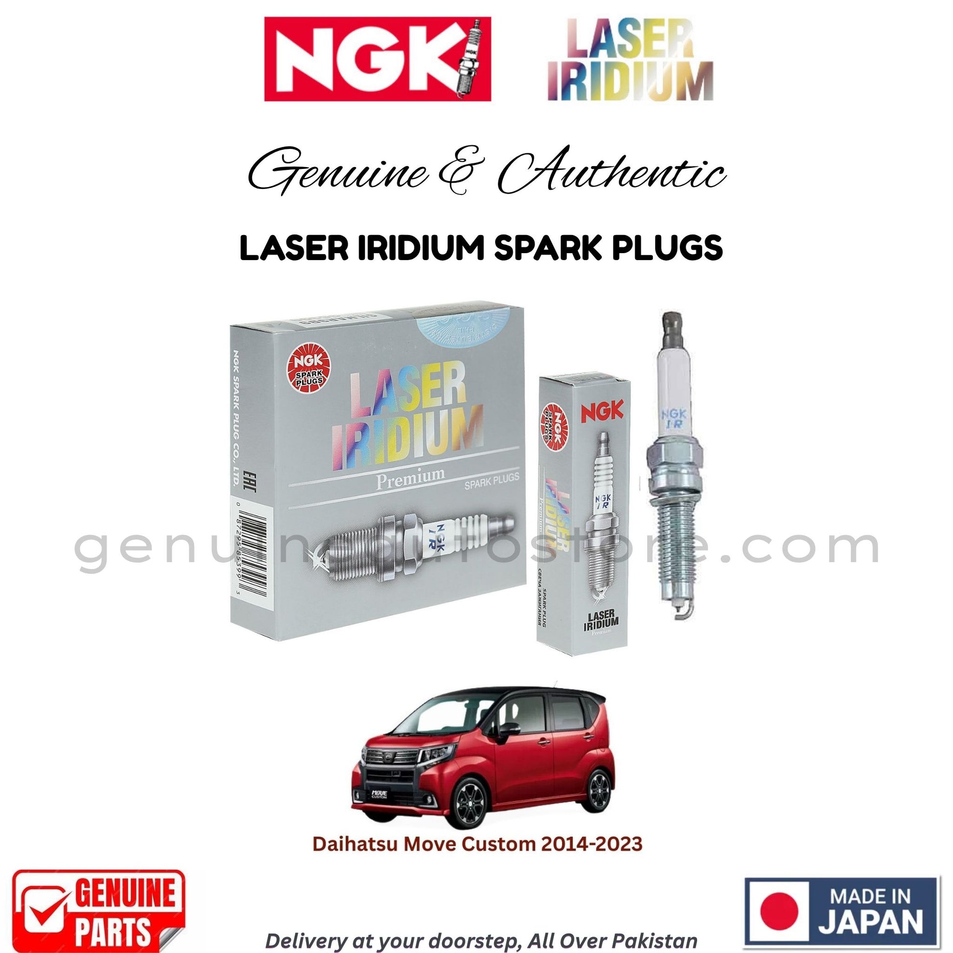 Daihatsu Move Custom 2014-2023 NGK LASER IRIDIUM SPARK PLUGS in Pakistan. 100% Genuine, Reliable, Best Price, Cash on Delivery Available