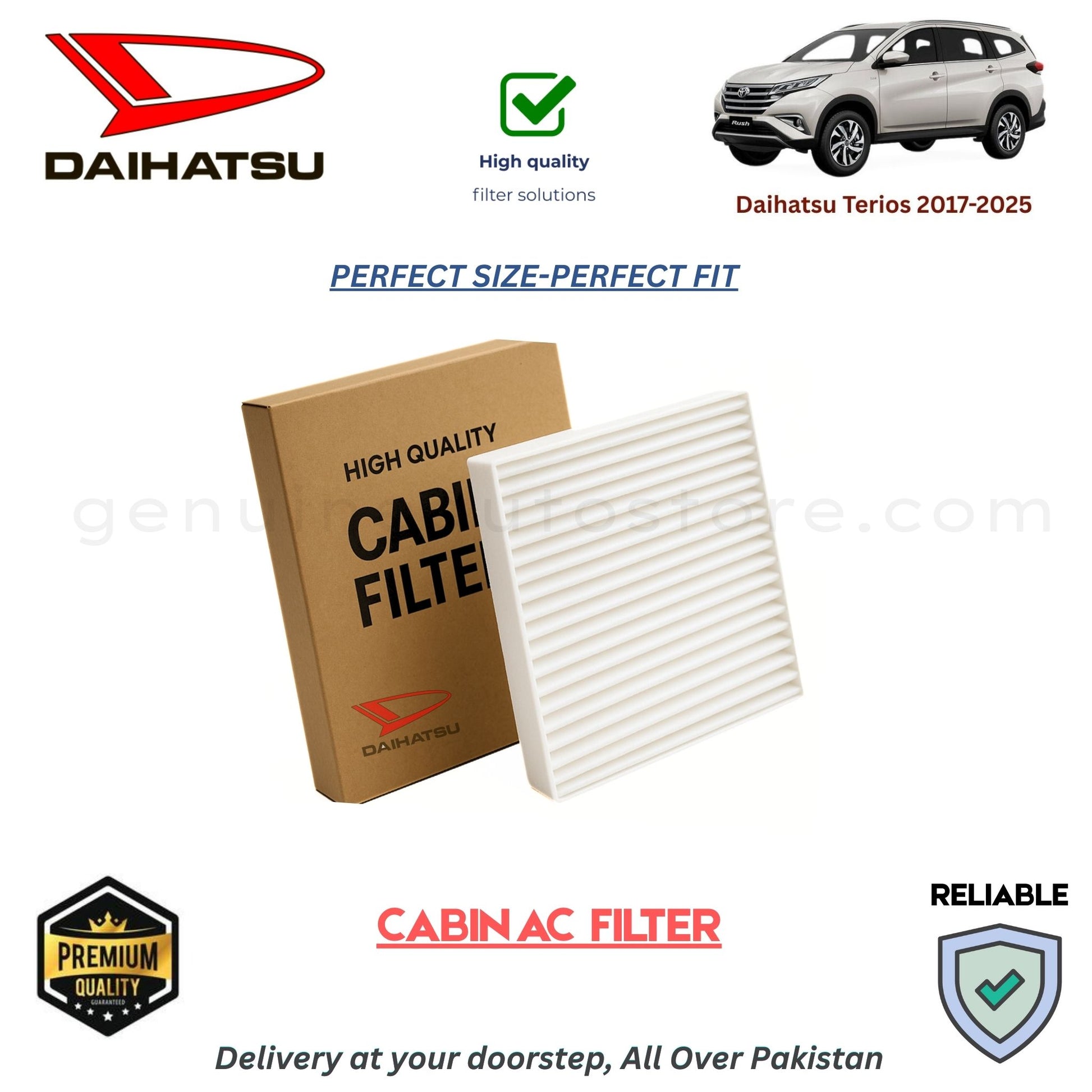 Daihatsu Terios 2017-2025 CABIN AC FILTER in Pakistan. 100% Genuine, Reliable, Best Price, Cash on Delivery Available 
