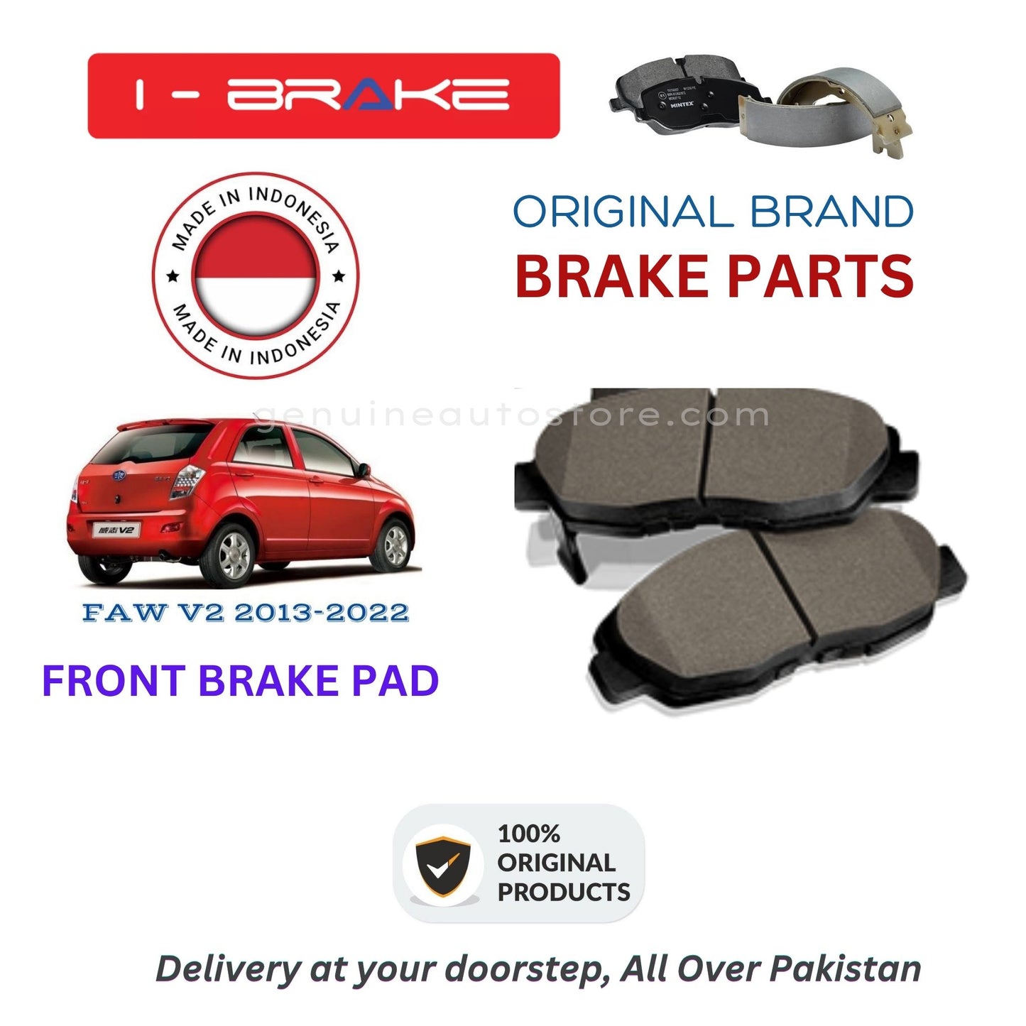 FAW V2 2013-2022 Front Brake Pads iBrake Indonesia Genuine