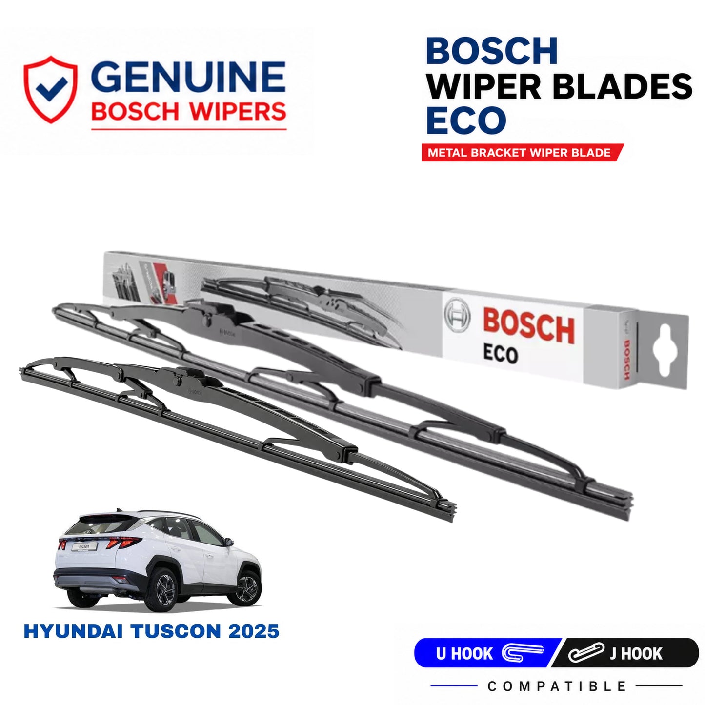 Bosch Genuine metal front wiper set for Hyundai Tucson 2025, pair of two