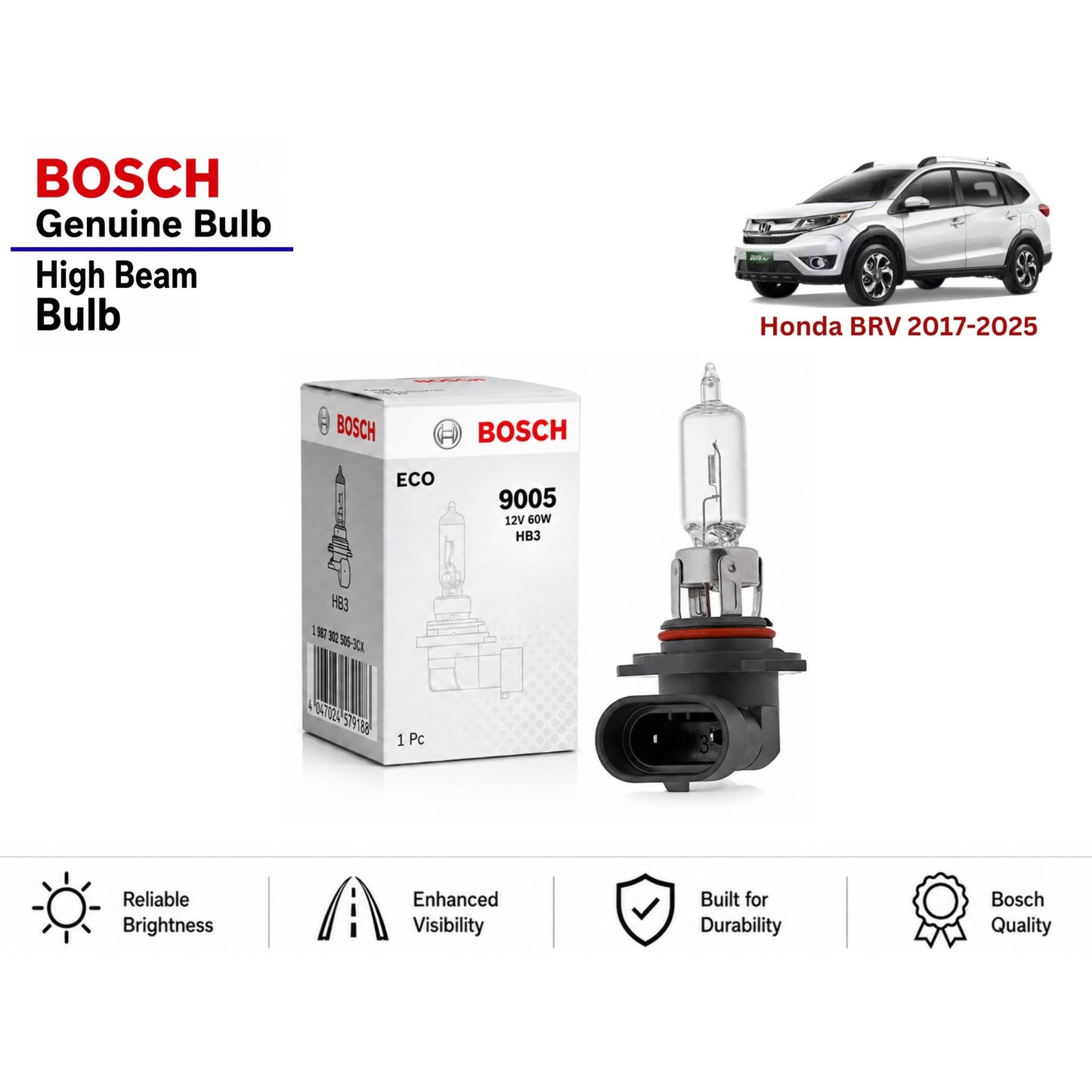 Honda Brv 2017-2025 High Beam Headlight Bulb Bosch in Pakistan