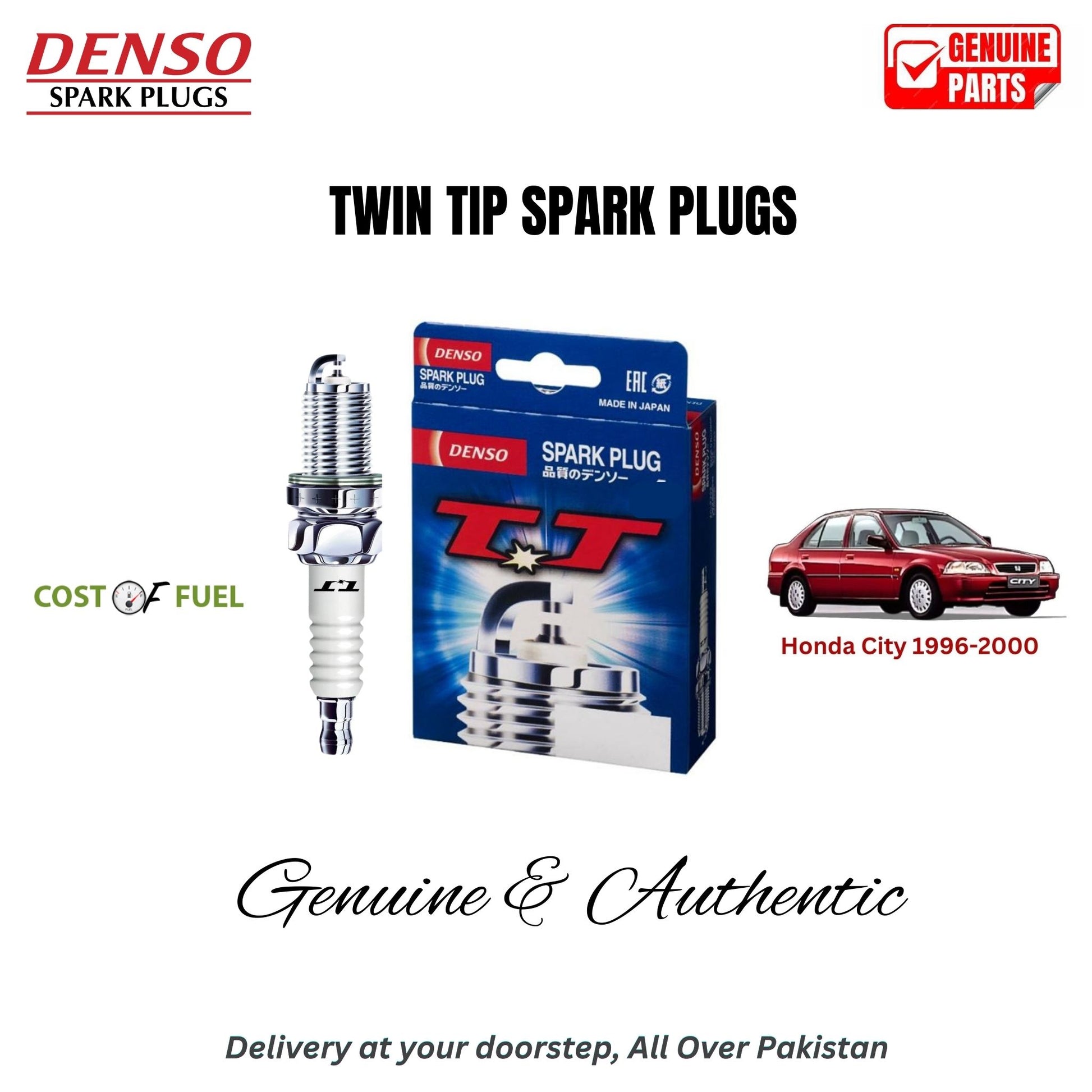 Honda City 1996-2000 DENSO Twin Tip Spark Plugs 4pcs in Pakistan – genuine replacement, better mileage and smooth performance
