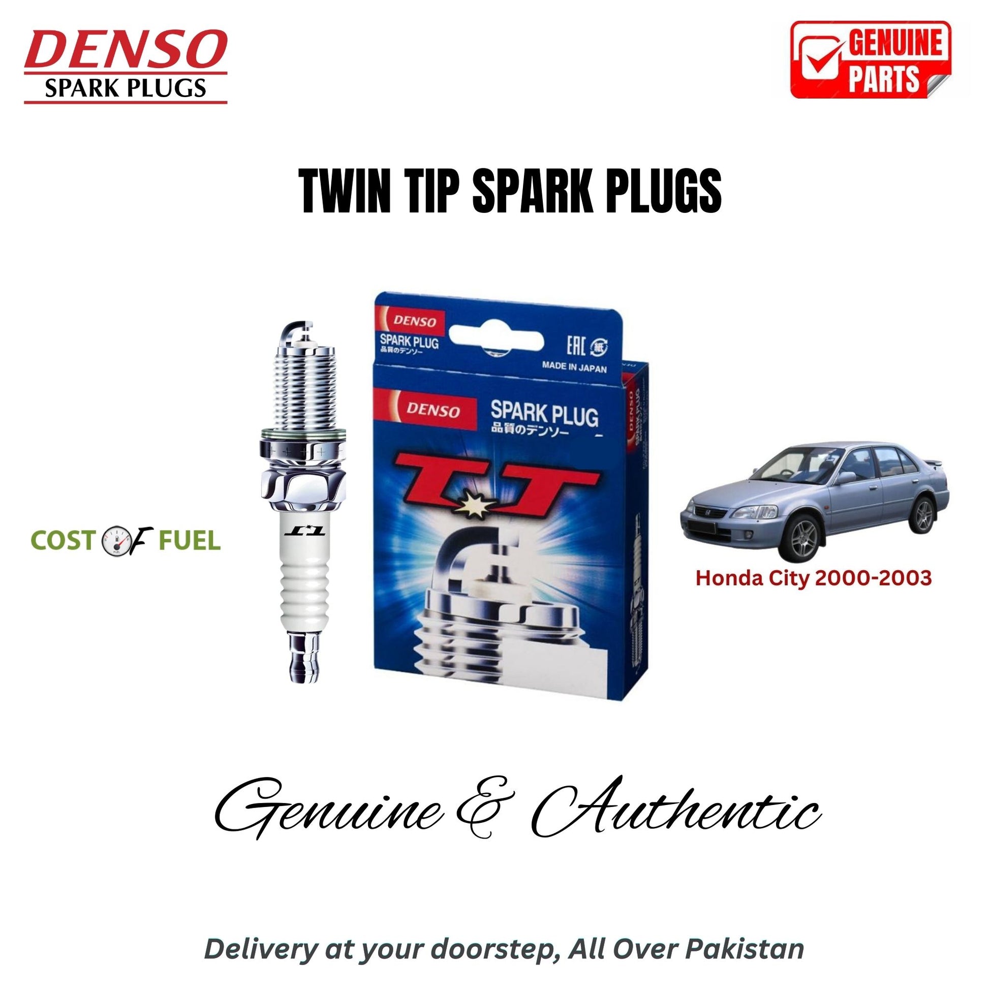 Honda City 2000-2003 DENSO Twin Tip Spark Plugs 4pcs in Pakistan – genuine replacement, better mileage and smooth performance