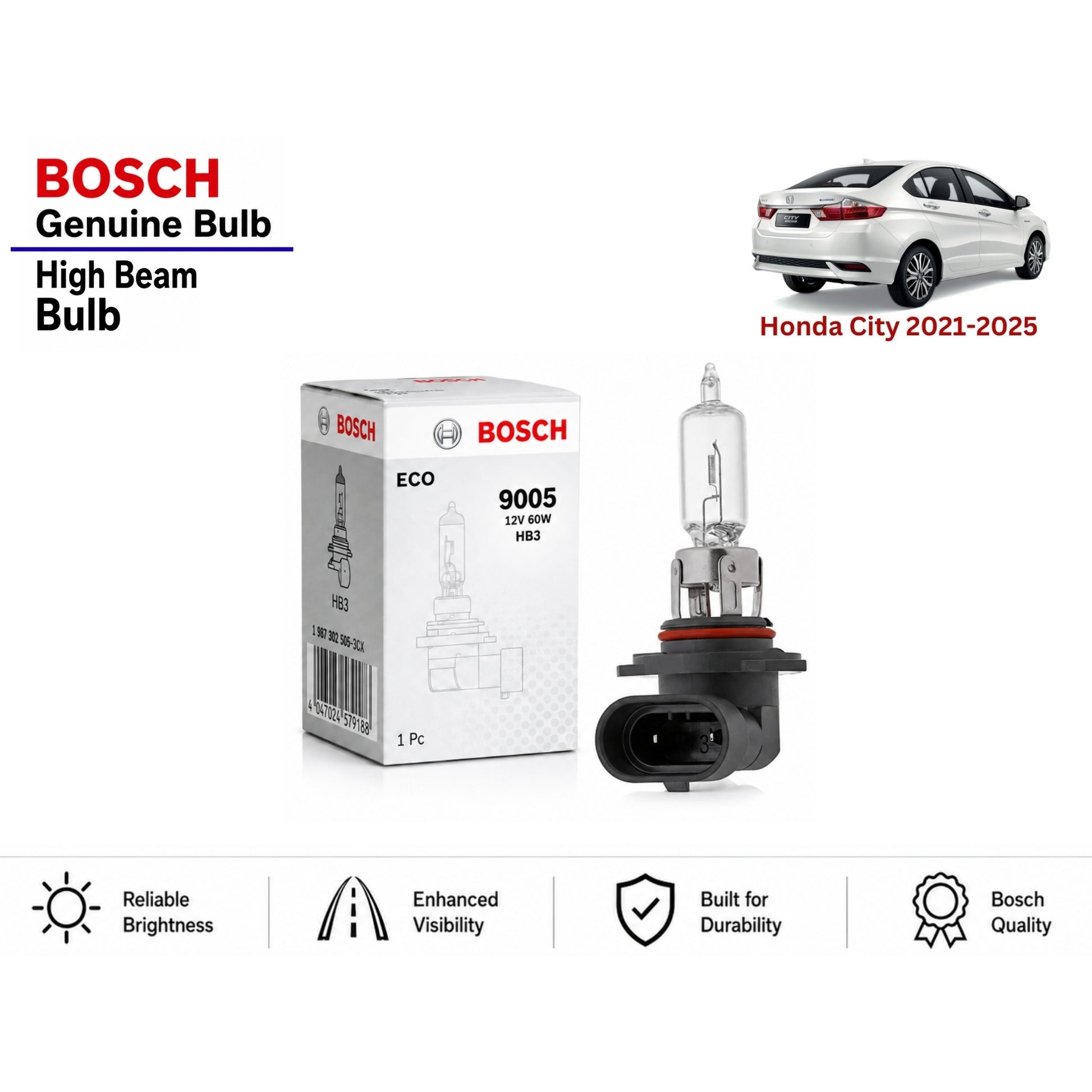 Honda City 2021-2025 High Beam Headlight Bulb Bosch in Pakistan