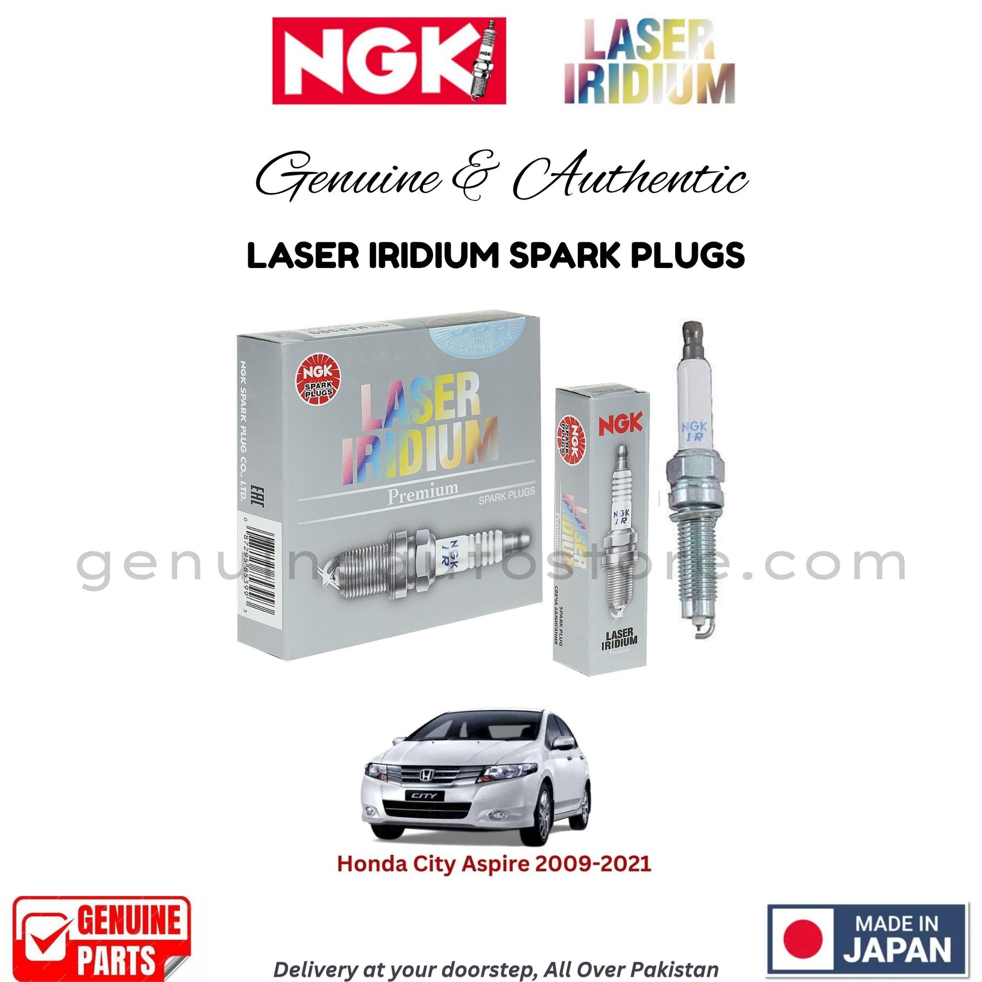 Honda City Aspire 2009-2021 NGK LASER IRIDIUM SPARK PLUGS in Pakistan. 100% Genuine, Reliable, Best Price, Cash on Delivery Available