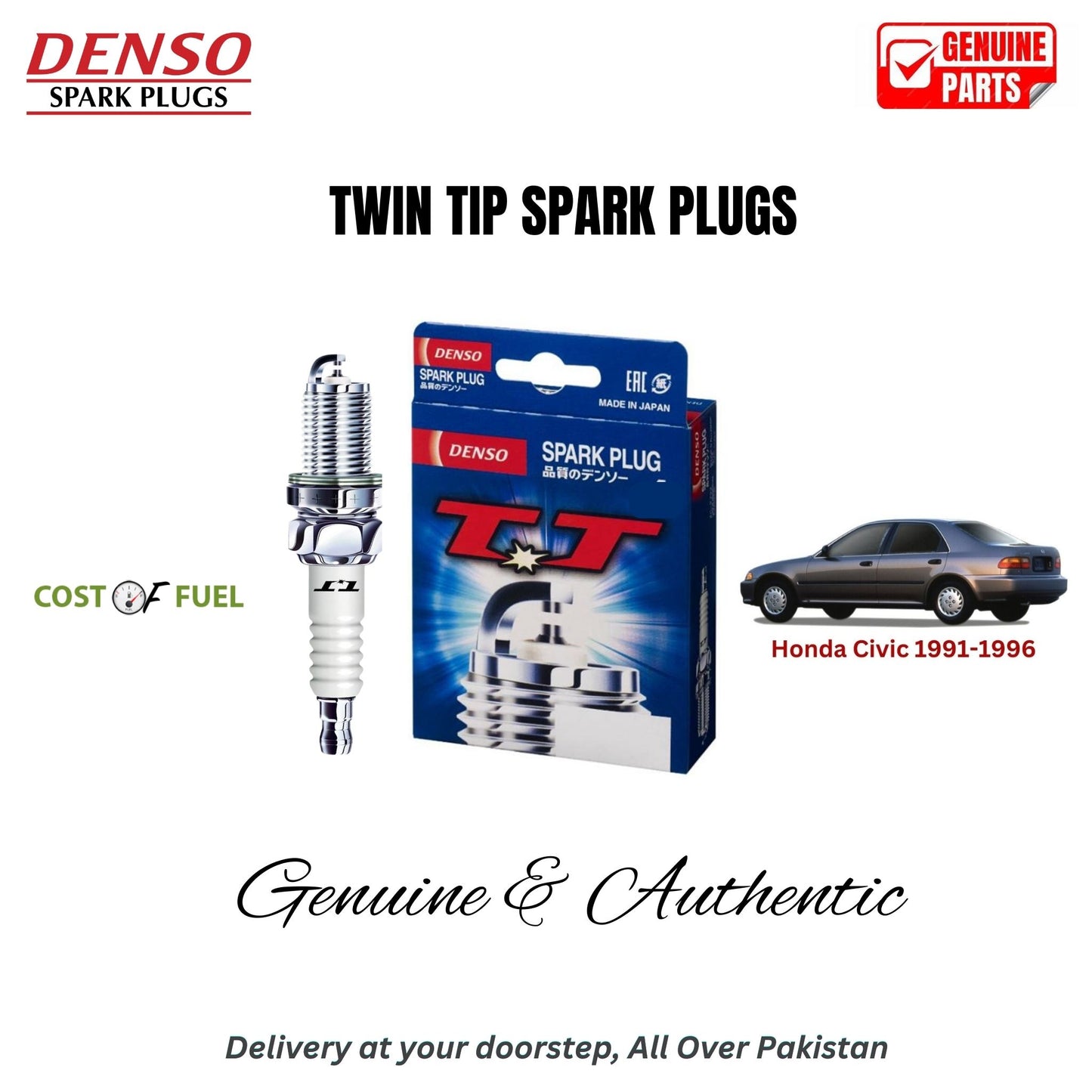 Honda Civic 1991-1996 DENSO Twin Tip Spark Plugs 4pcs in Pakistan – genuine replacement, better mileage and smooth performance