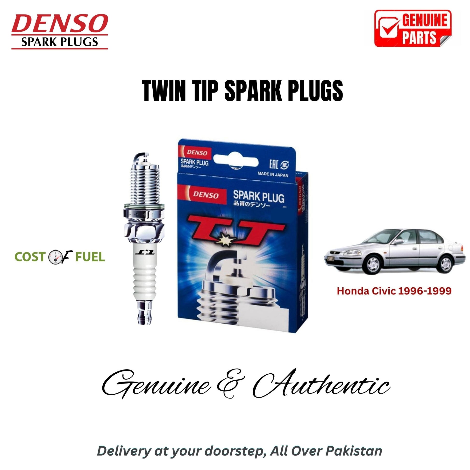 Honda Civic 1996-1999 DENSO Twin Tip Spark Plugs 4pcs in Pakistan – genuine replacement, better mileage and smooth performance