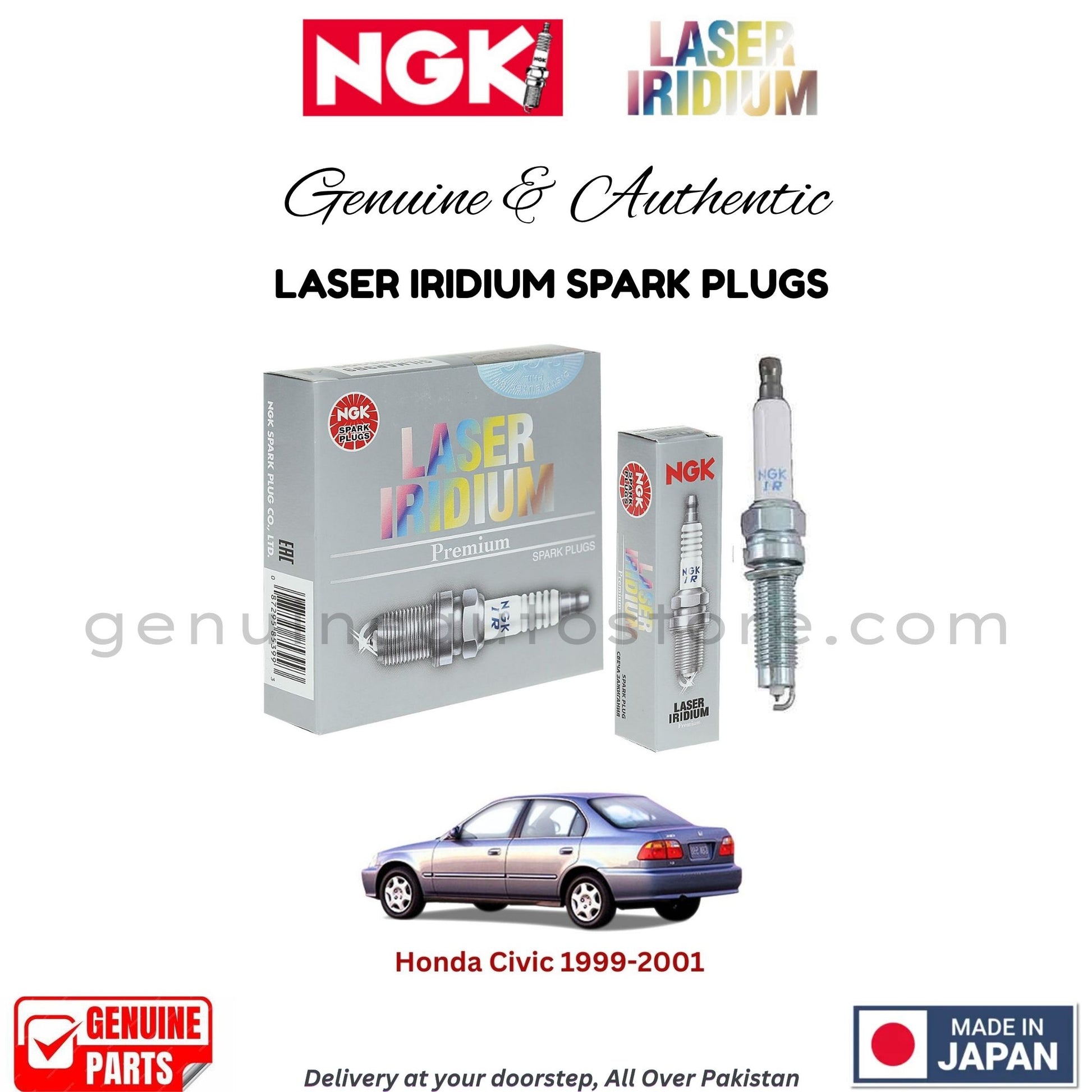 Honda Civic 1999-2001 NGK LASER IRIDIUM SPARK PLUGS in Pakistan. 100% Genuine, Reliable, Best Price, Cash on Delivery Available