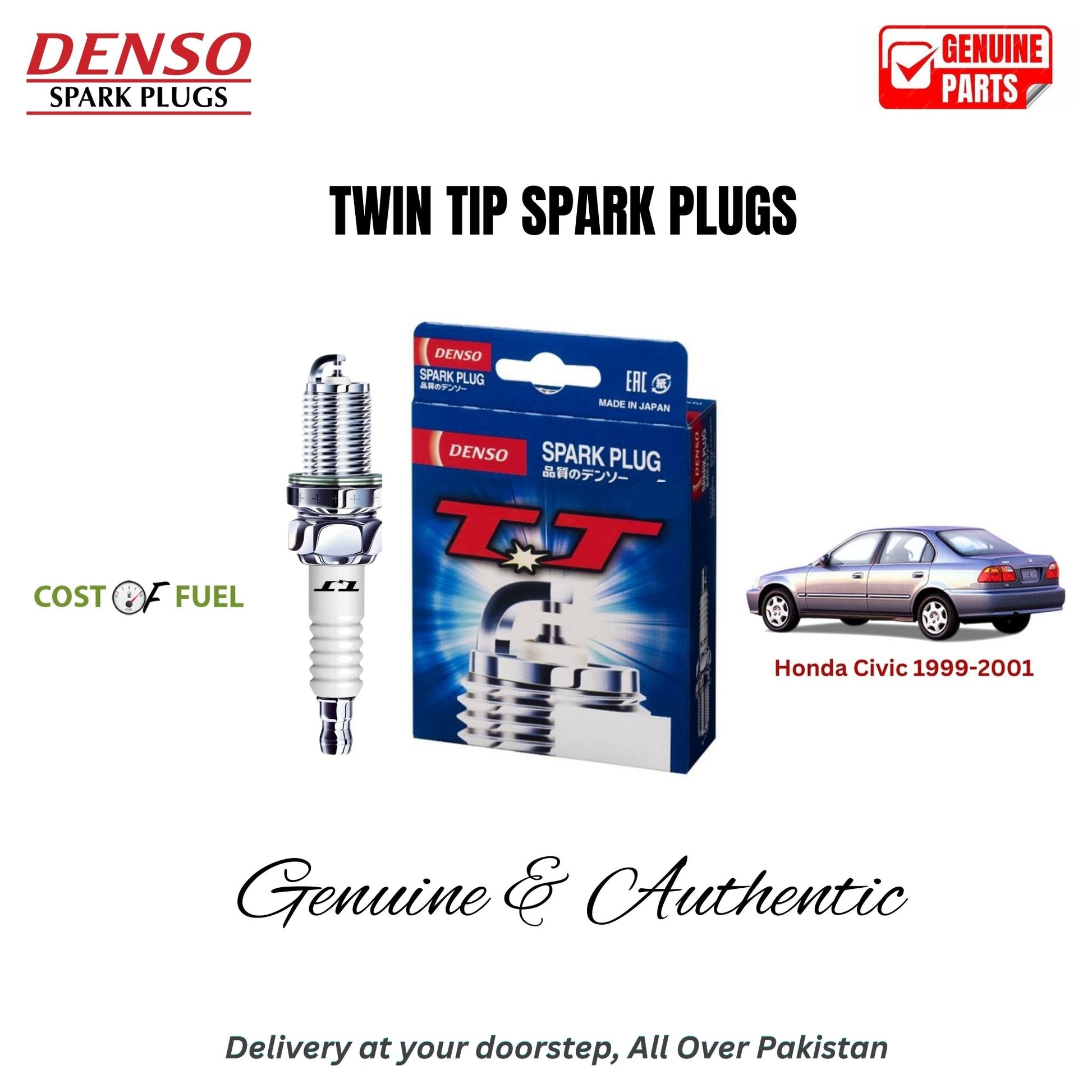 Honda Civic 1999-2001 DENSO Twin Tip Spark Plugs 4pcs in Pakistan – genuine replacement, better mileage and smooth performance