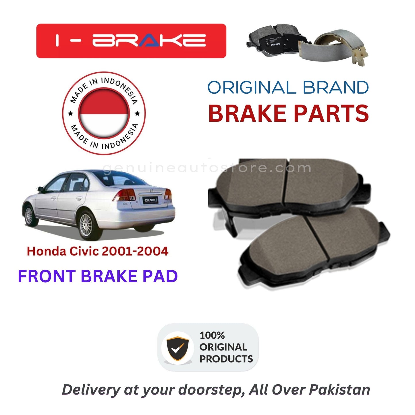 Honda Civic 2001-2004 Front Brake Pads iBrake Indonesia Genuine