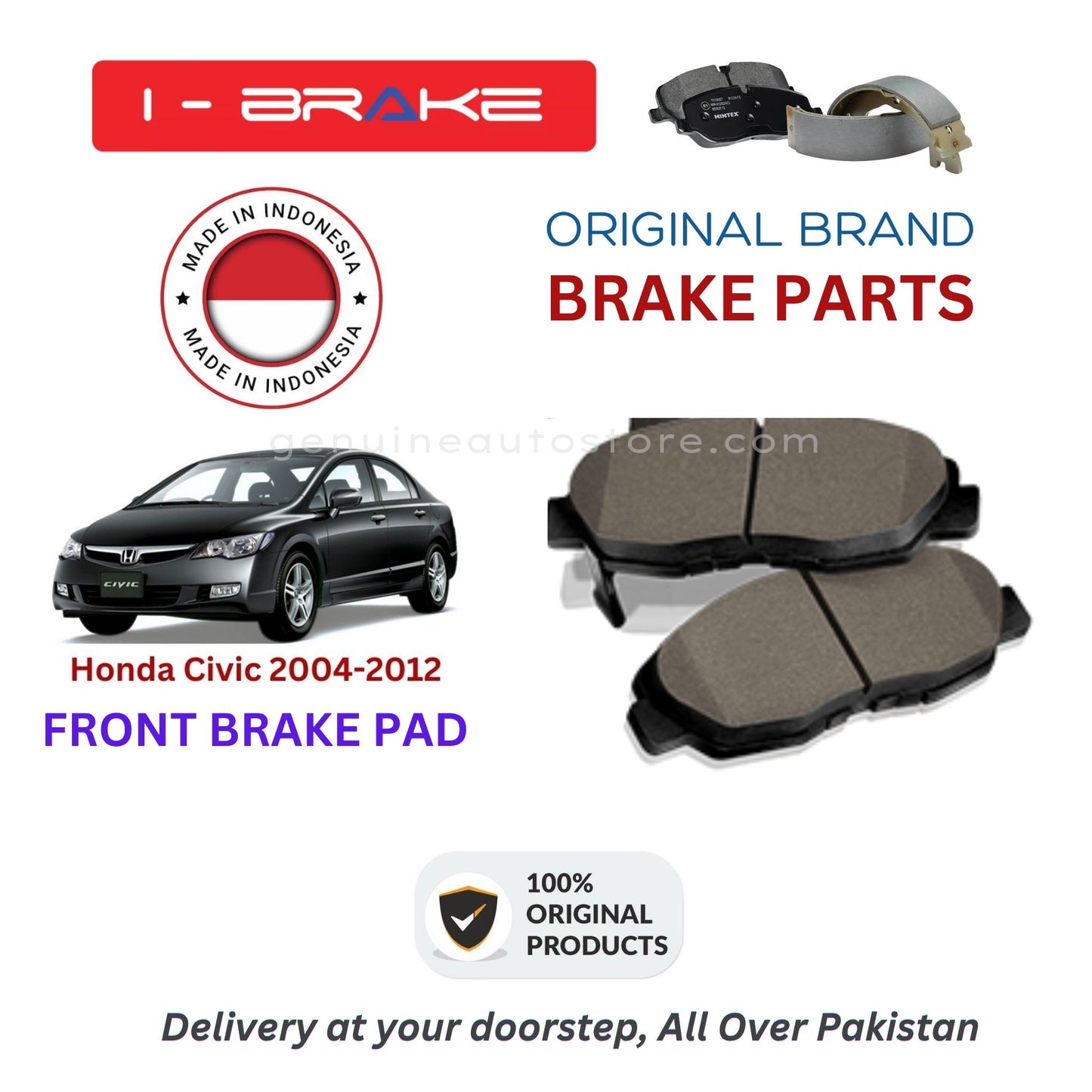 Honda Civic 2004-2012 Front Brake Pads iBrake Indonesia Genuine